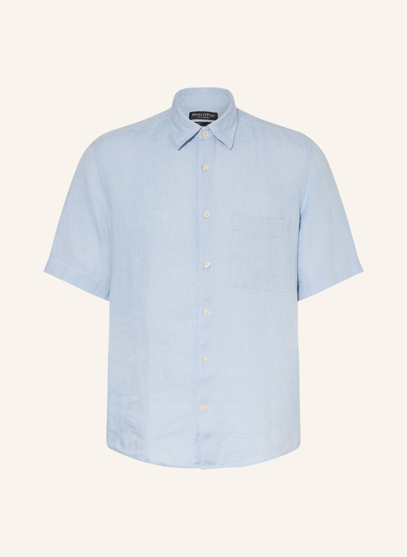Marc O'Polo Korte mouwen overhemd Regular Fit van linnen: LICHTBLAUW