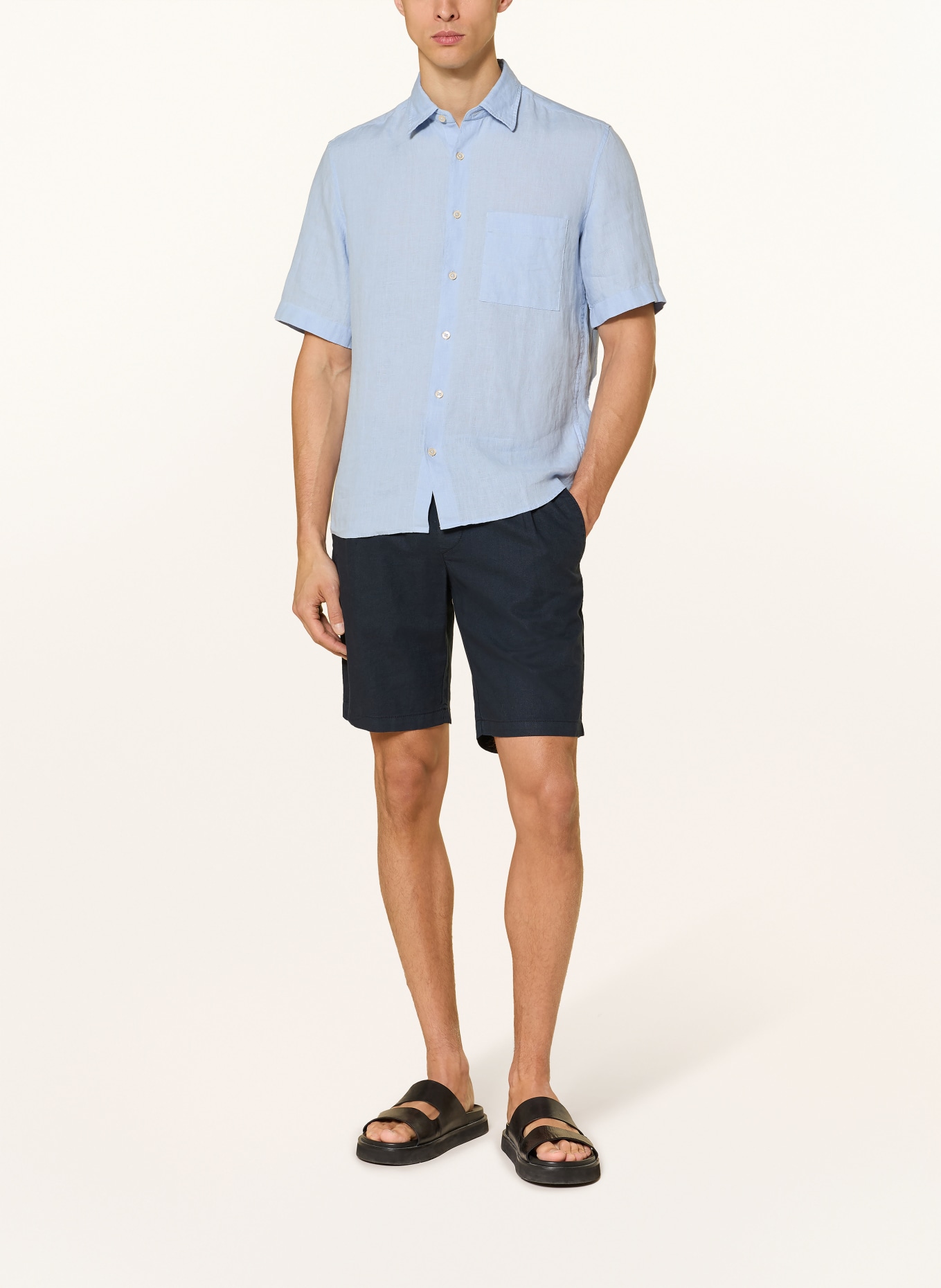 Marc O'Polo Korte mouwen overhemd Regular Fit van linnen: LICHTBLAUW