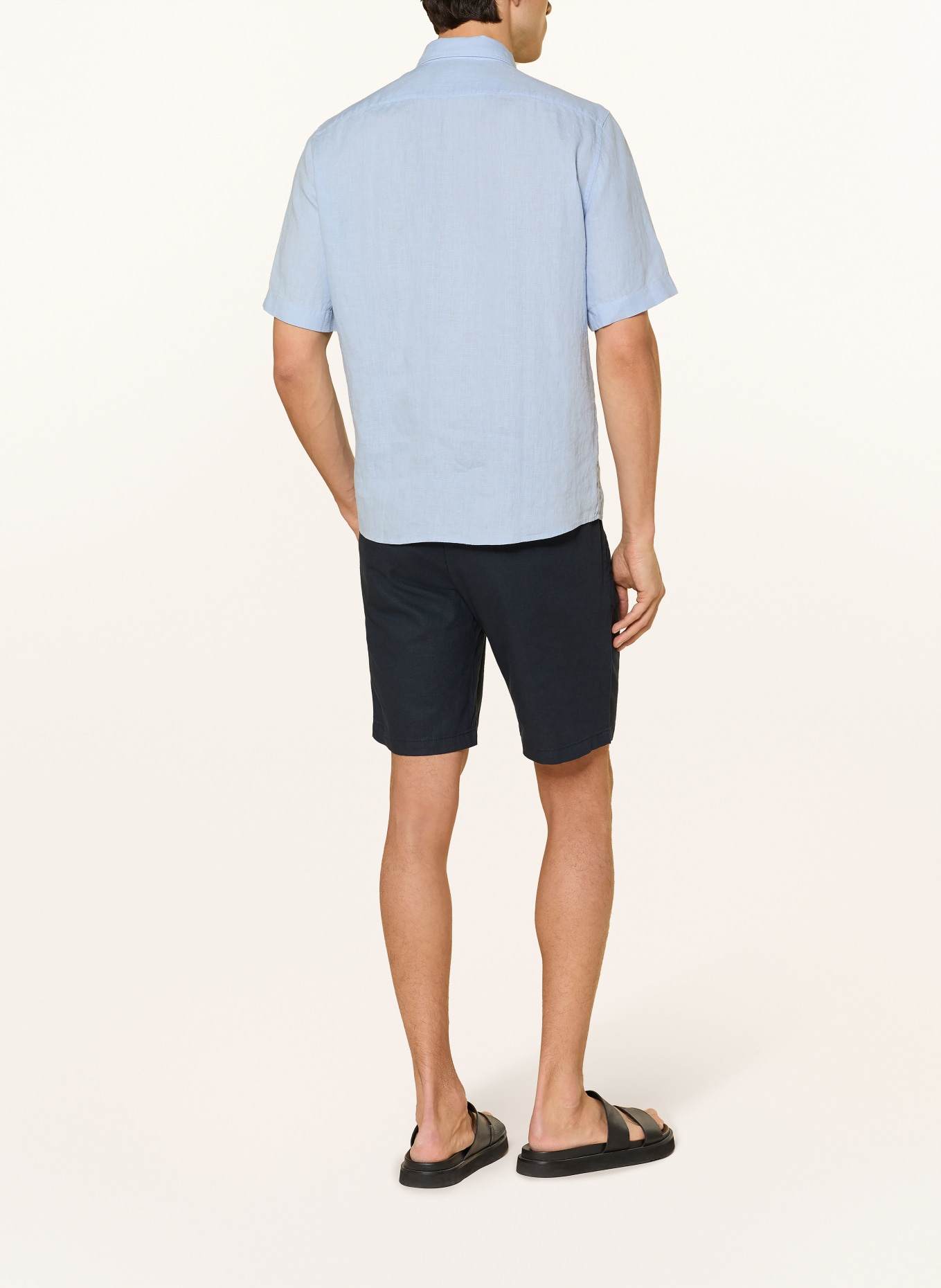 Marc O'Polo Korte mouwen overhemd Regular Fit van linnen: LICHTBLAUW