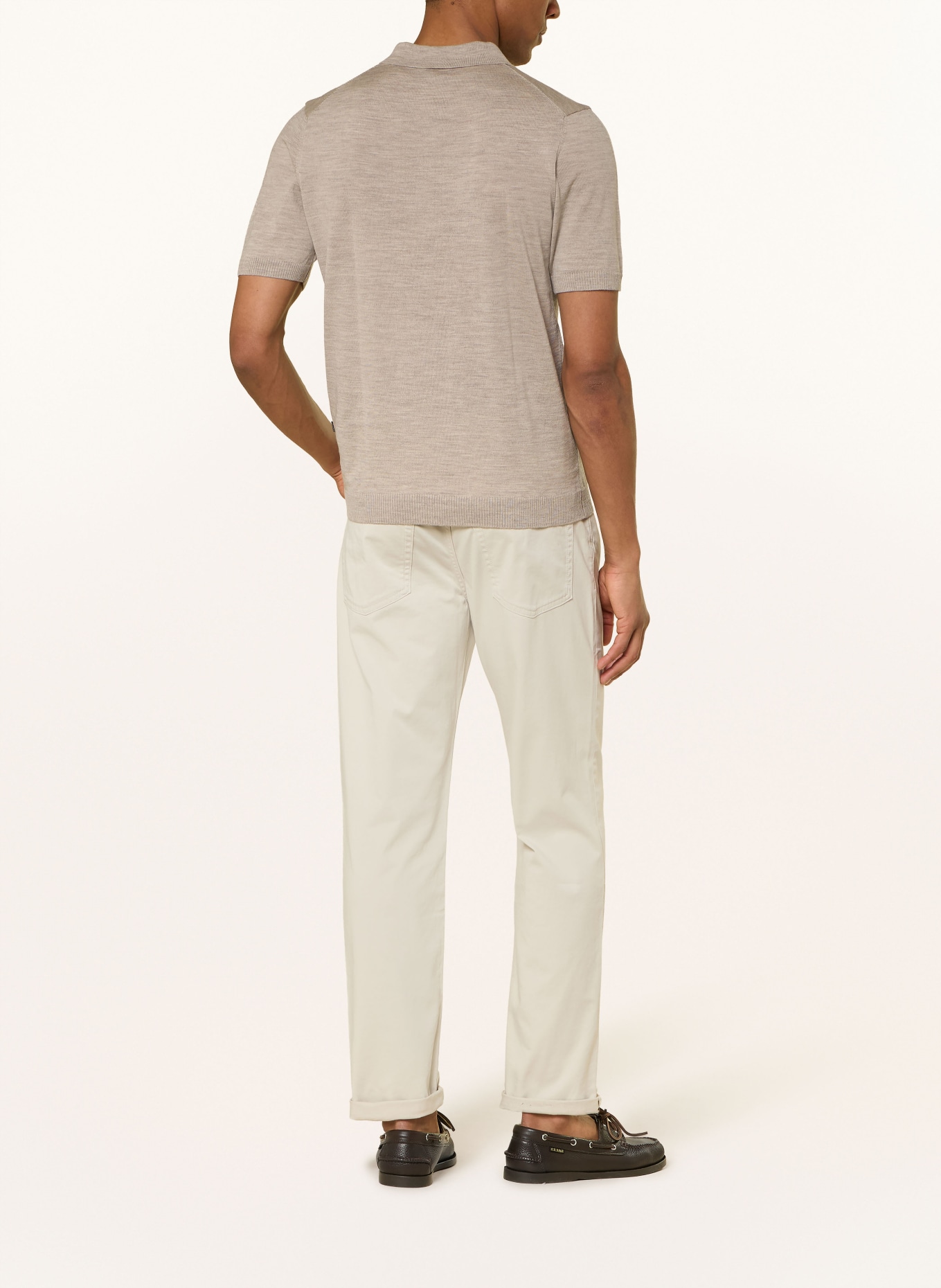 MAERZ MUENCHEN Strick-Poloshirt aus Merinowolle: HELLBRAUN