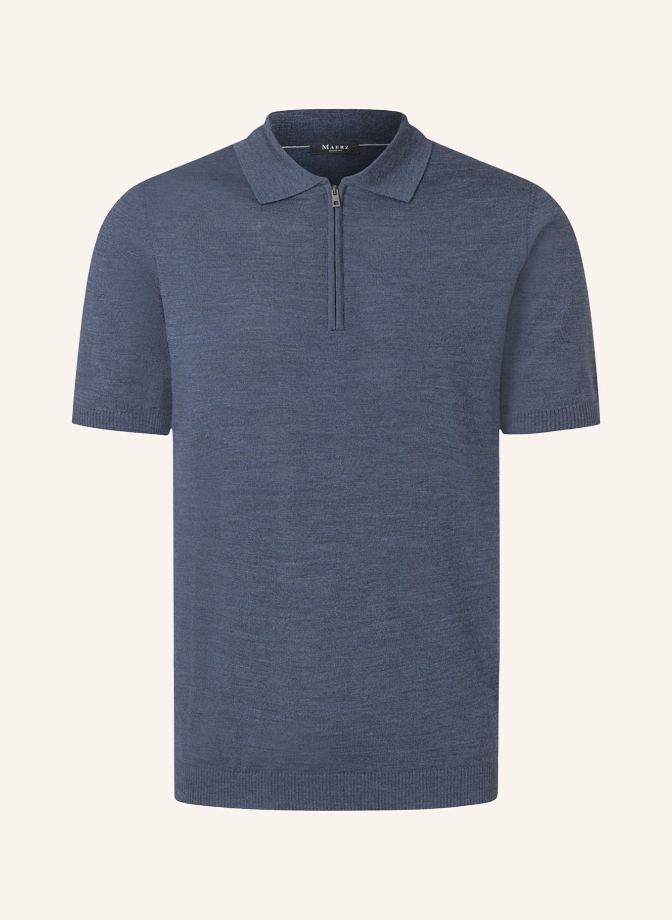 MAERZ MUENCHEN Gebreid poloshirt van merinowol: BLAUW