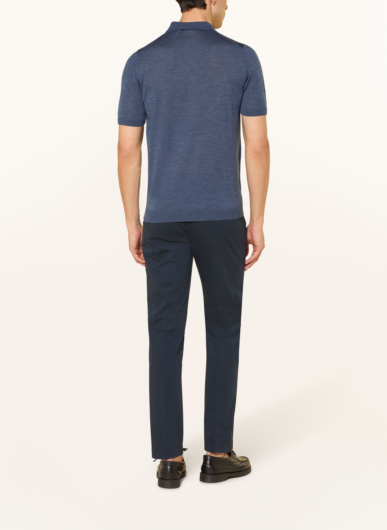 MAERZ MUENCHEN Gebreid poloshirt van merinowol: BLAUW