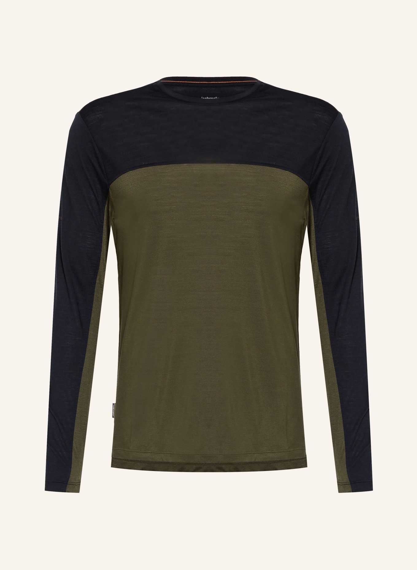 icebreaker Longsleeve 125 COOL-LITE™ SPHERE mit Merinowolle: KHAKI / SCHWARZ