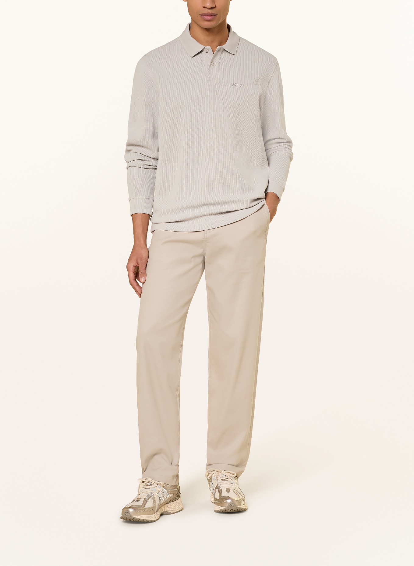 BOSS Piqué polo shirt PETE regular fit: LIGHT GRAY