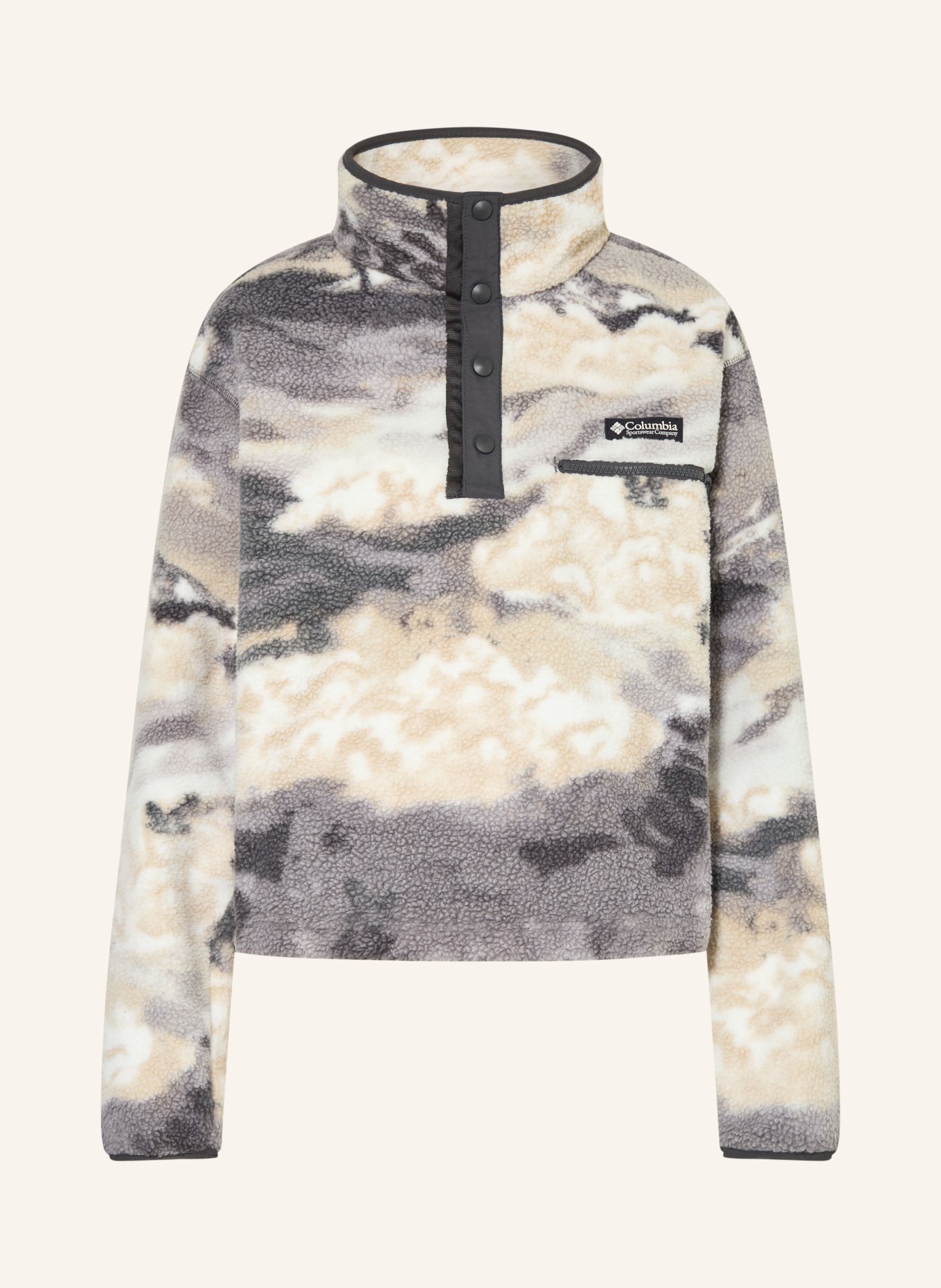 Columbia Fleecový svetr troyer HELVETIA™ II: KRÉMOVÁ / BÉŽOVÁ / TMAVĚ ŠEDÁ