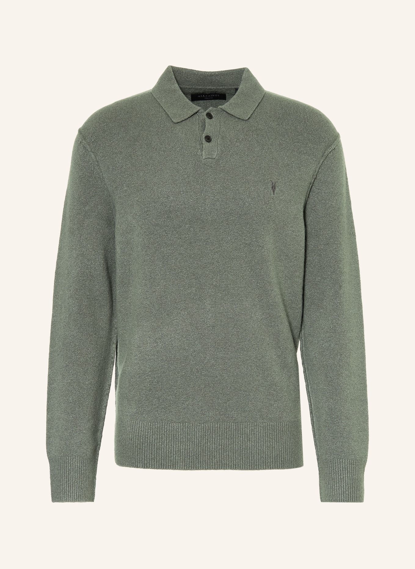 ALLSAINTS Strick-Poloshirt STATTEN: HELLGRÜN
