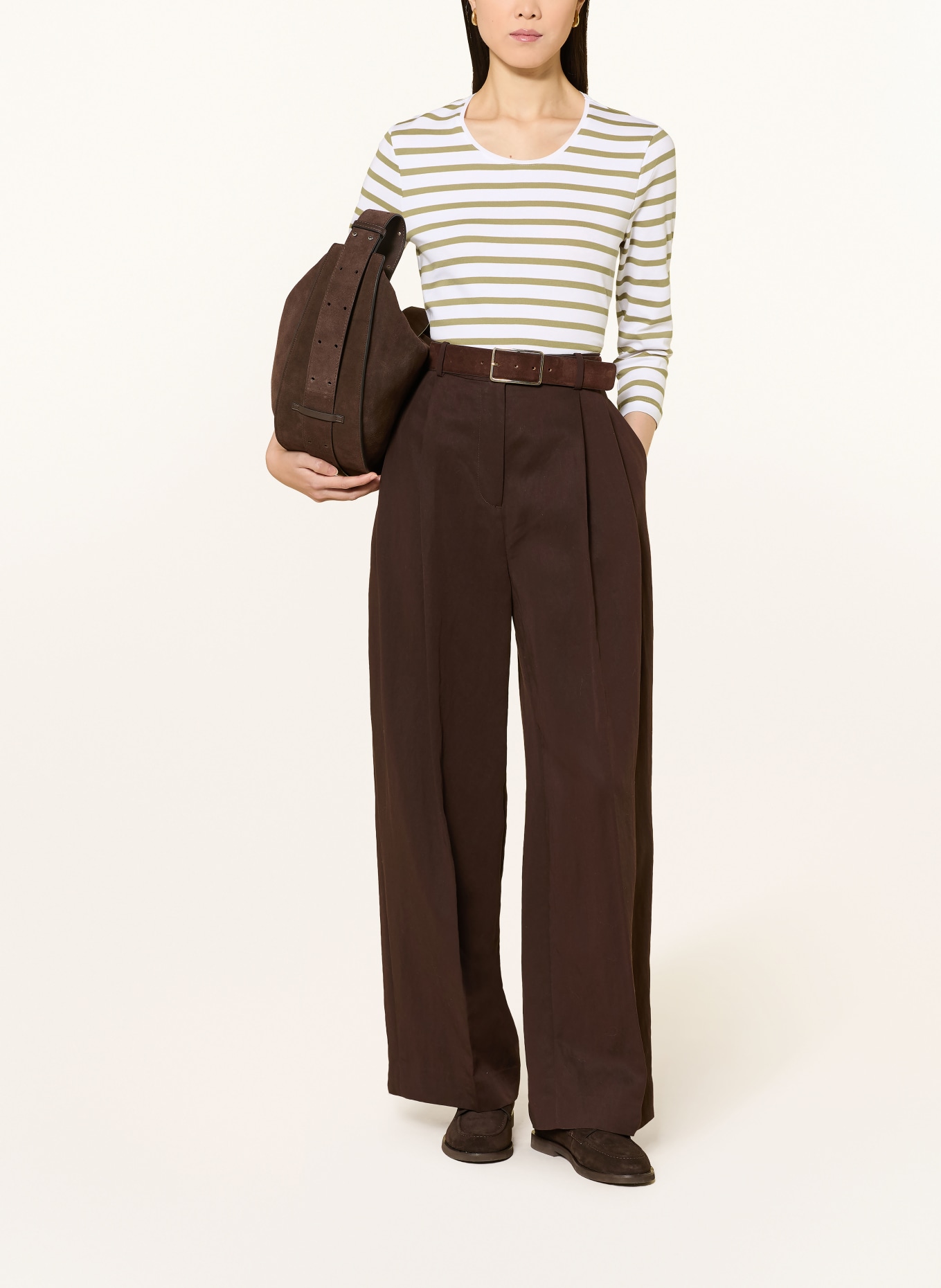 MAERZ MUENCHEN Košile s 3/4 rukávem: OLIVOVÁ / BÍLÁ