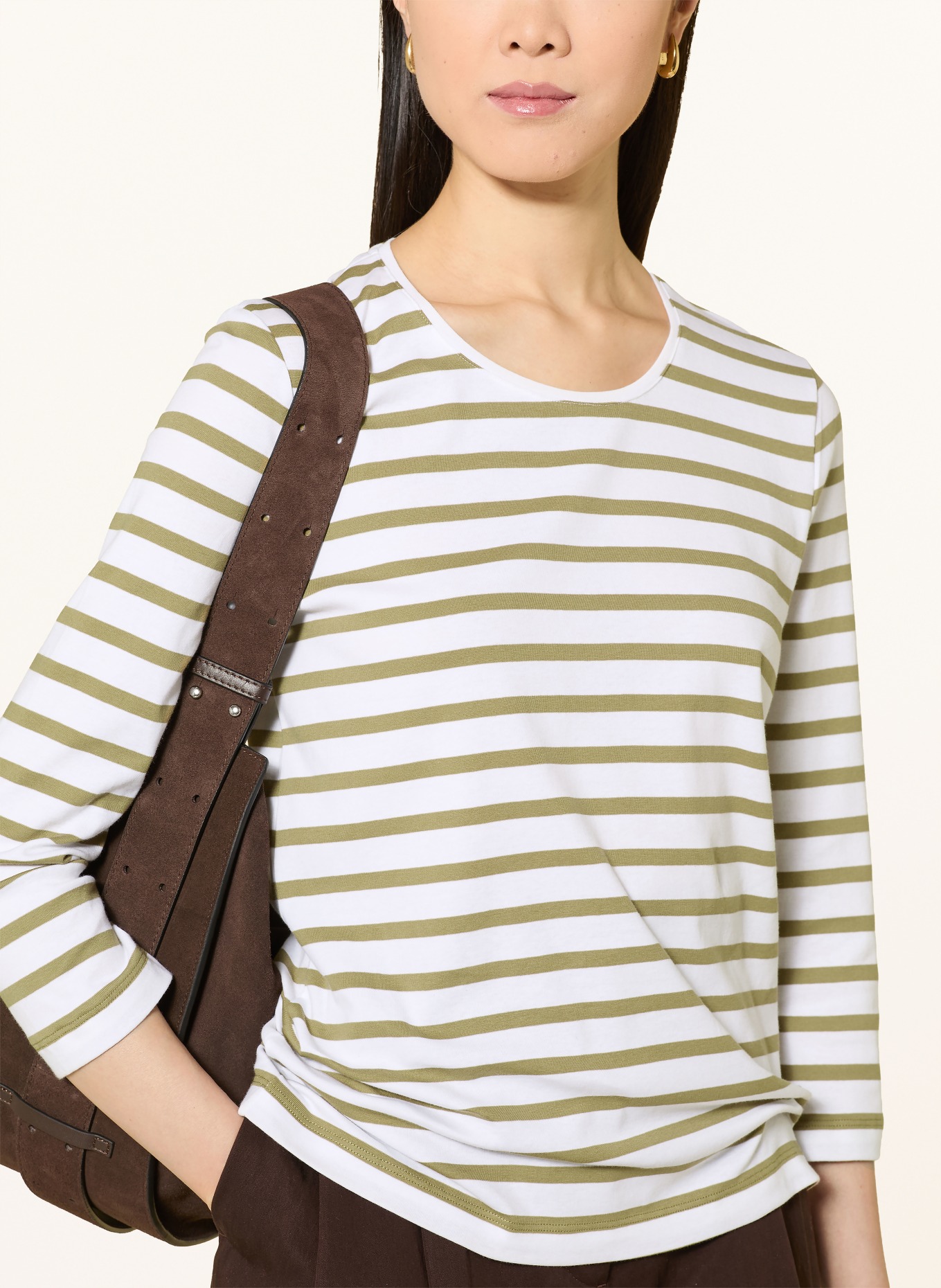 MAERZ MUENCHEN Košile s 3/4 rukávem: OLIVOVÁ / BÍLÁ