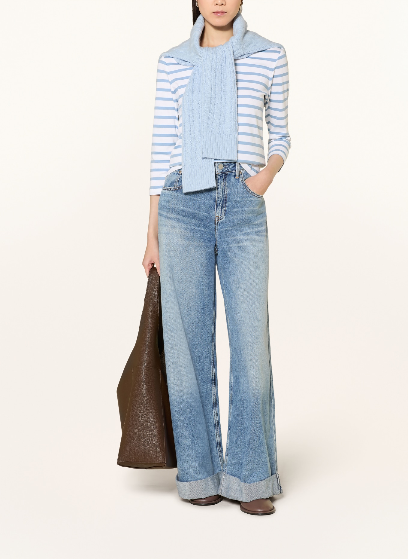 MAERZ MUENCHEN Košile s 3/4 rukávem: BÍLÁ / TMAVĚ MODRÁ