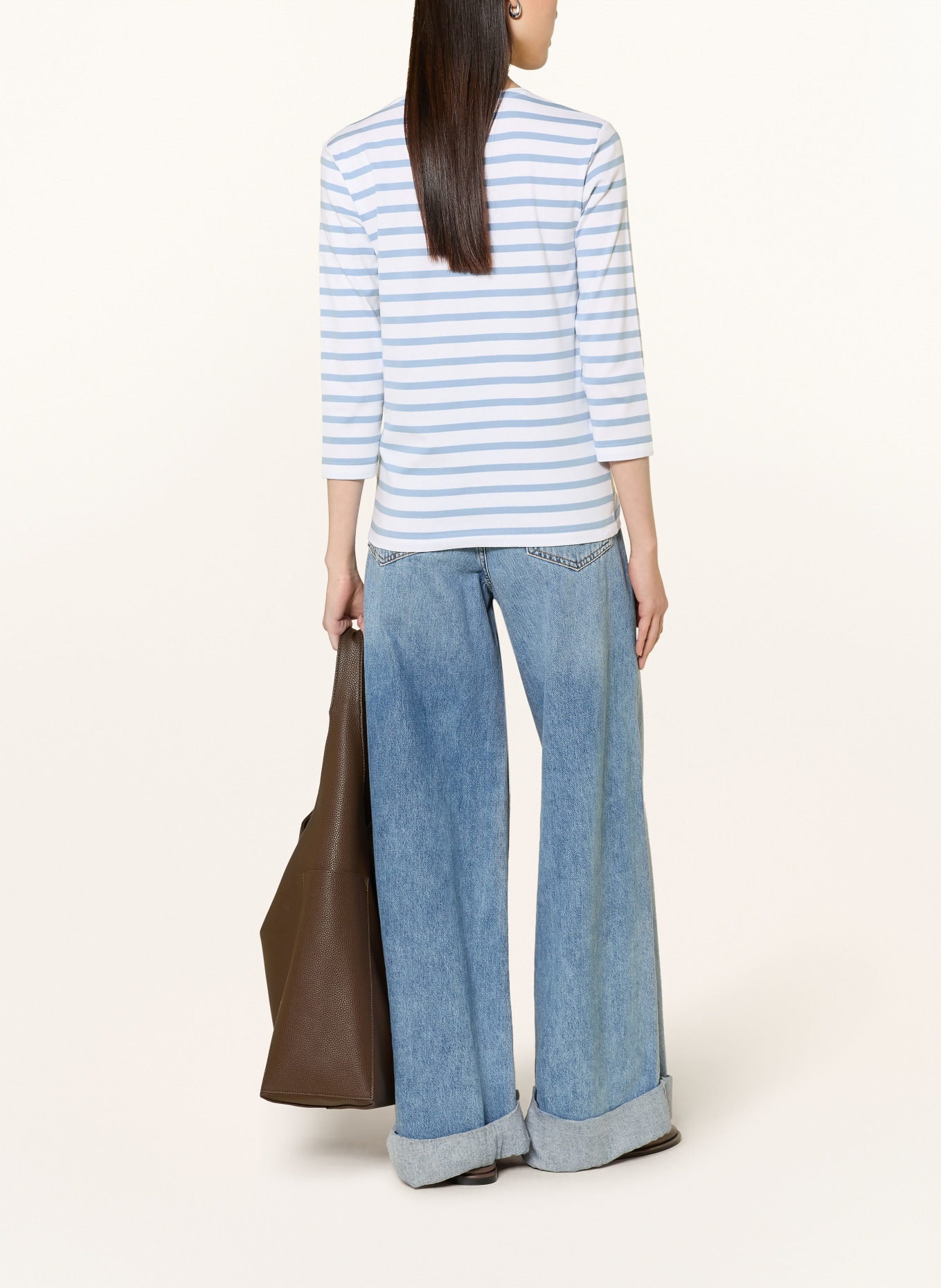 MAERZ MUENCHEN Košile s 3/4 rukávem: BÍLÁ / TMAVĚ MODRÁ