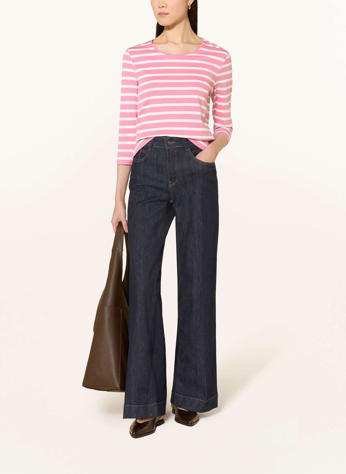 MAERZ MUENCHEN Shirt with 3/4 sleeve: PINK / WHITE