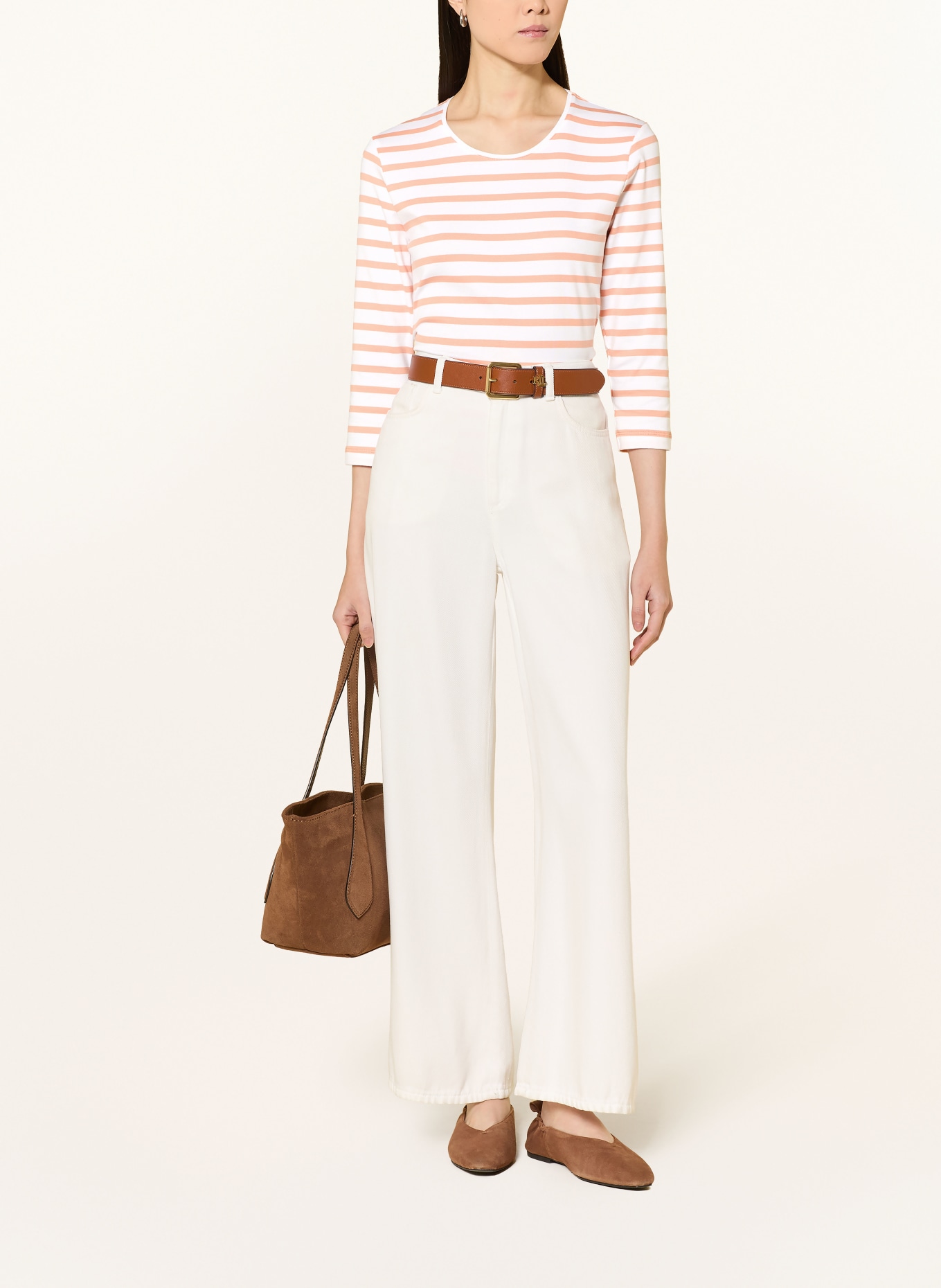 MAERZ MUENCHEN Košile s 3/4 rukávem: LOSOSOVÁ / BÍLÁ