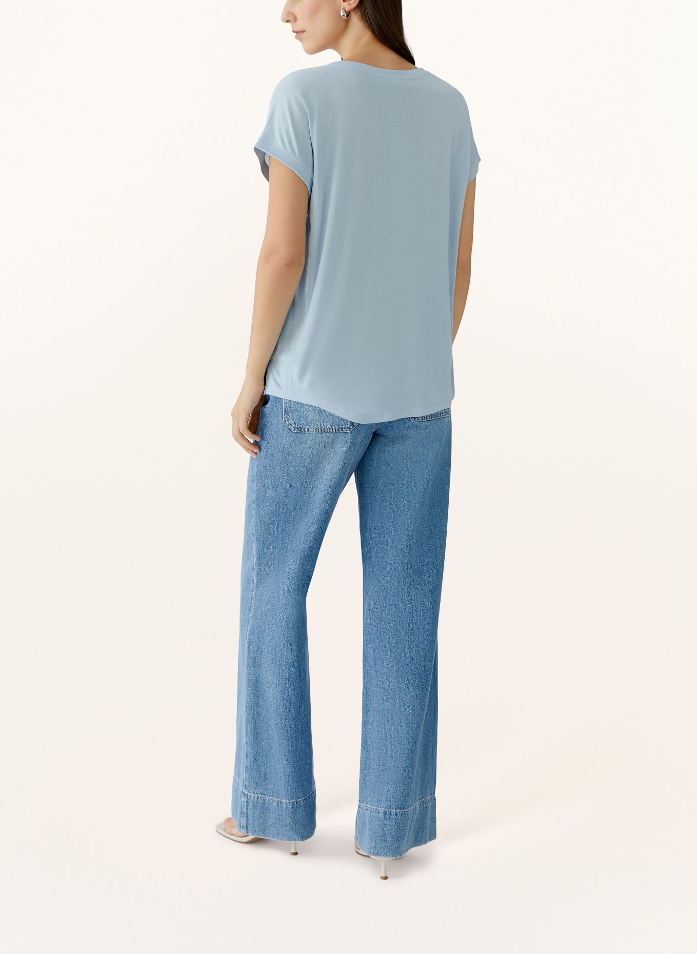 oui Blusenshirt im Materialmix: HELLBLAU