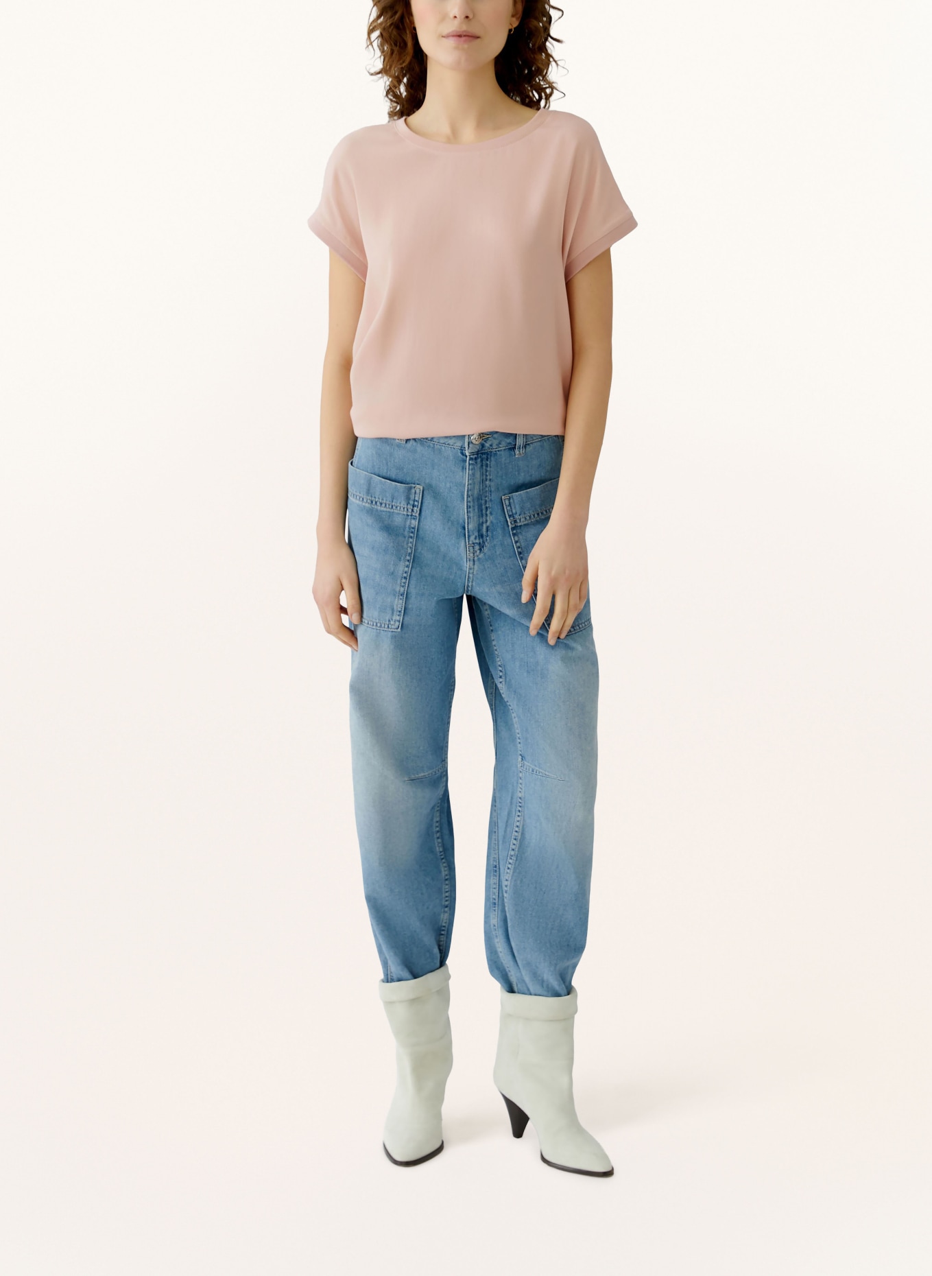 oui Blusenshirt im Materialmix: ROSÉ