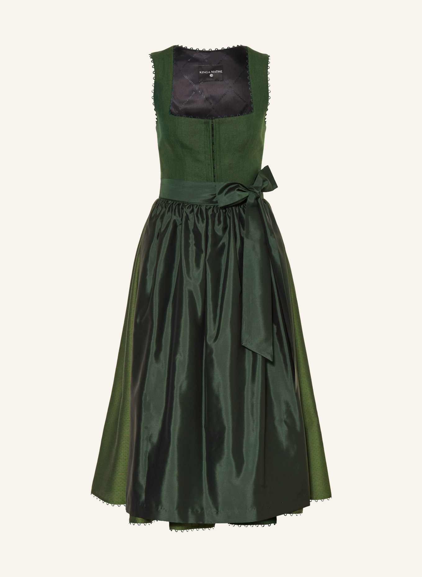 KINGA MATHE Dirndl MÜNCHEN mit Leinen: DUNKELGRÜN / GRÜN