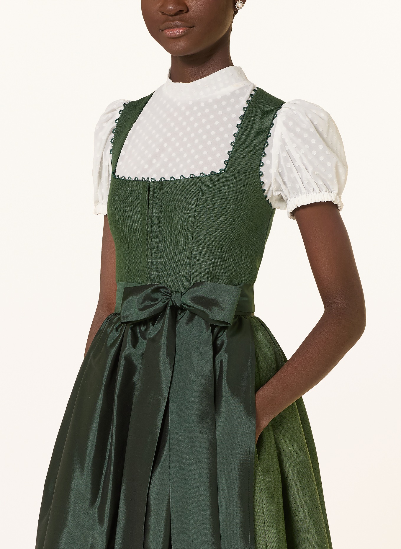 KINGA MATHE Dirndl MÜNCHEN mit Leinen: DUNKELGRÜN / GRÜN