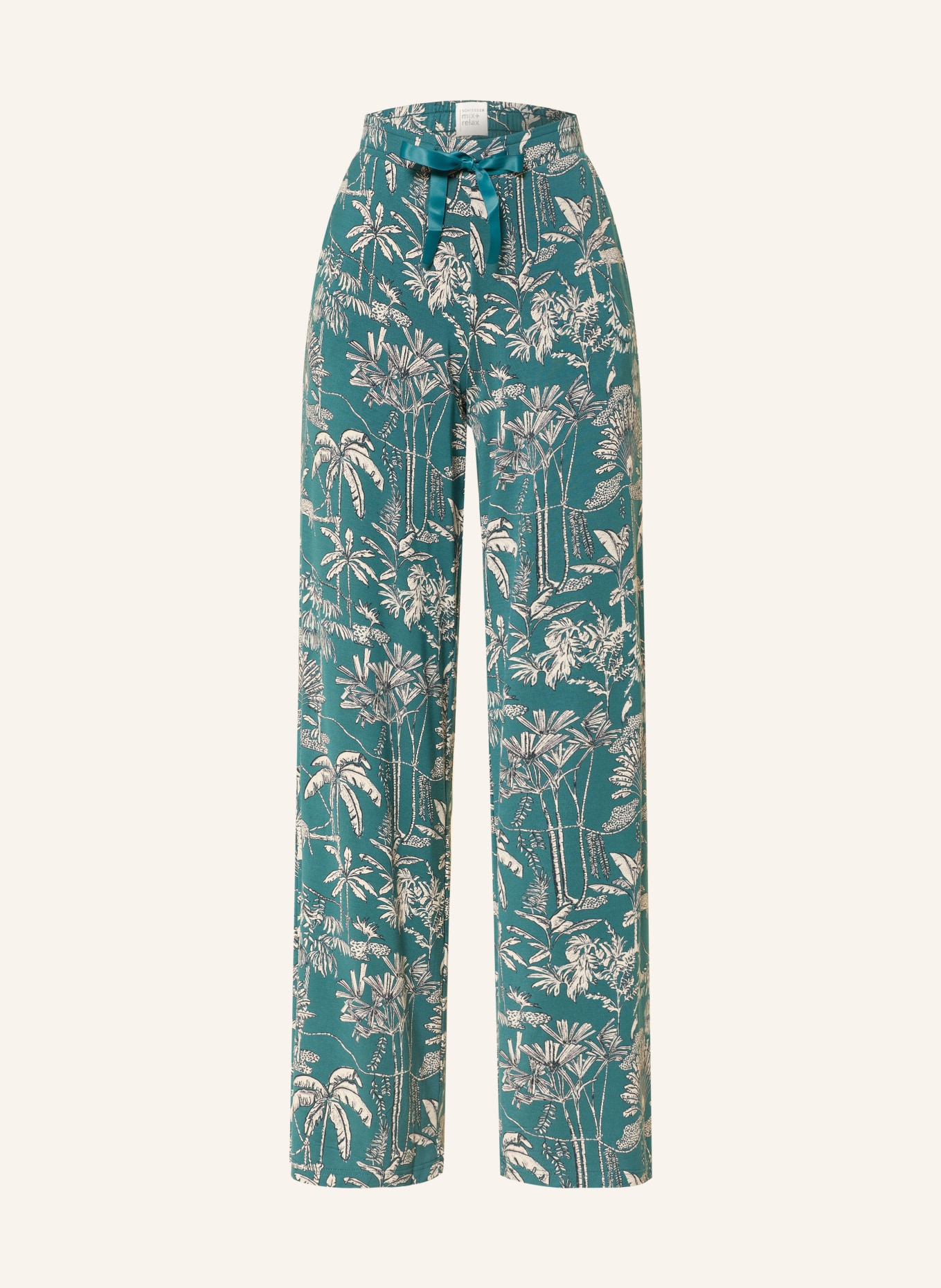 SCHIESSER Pyžamové kalhoty MIX+RELAX: PETROLEJOVÁ / KRÉMOVÁ