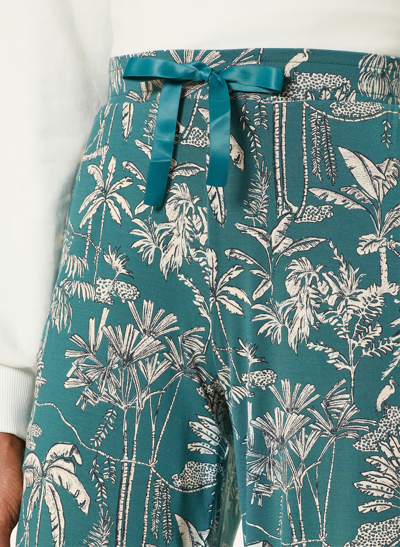 SCHIESSER Pyžamové kalhoty MIX+RELAX: PETROLEJOVÁ / KRÉMOVÁ