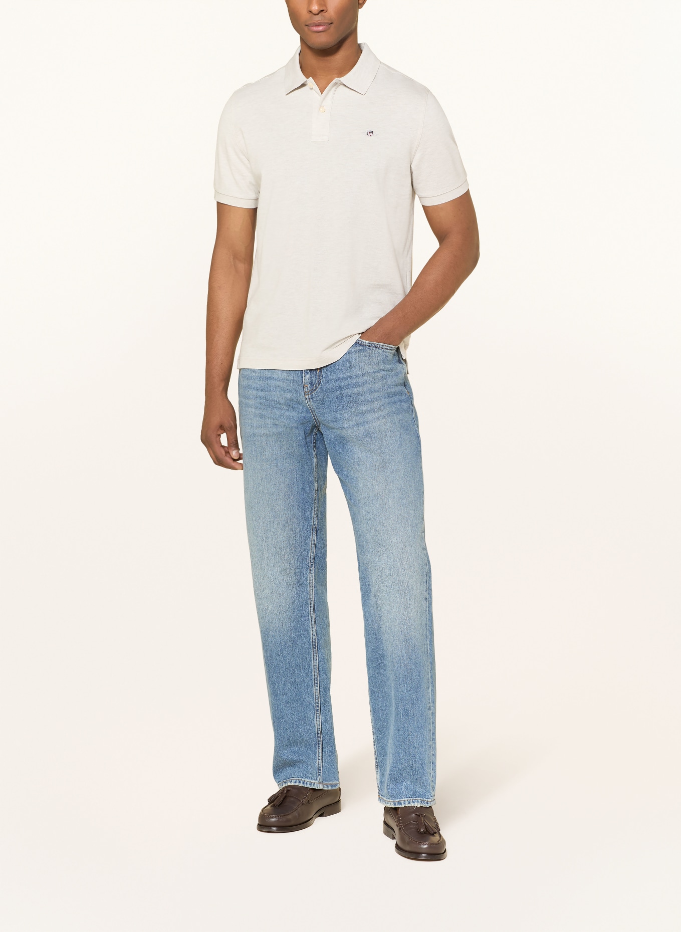 GANT Polokošile z piké Regular Fit: SVĚTLE ŠEDÁ