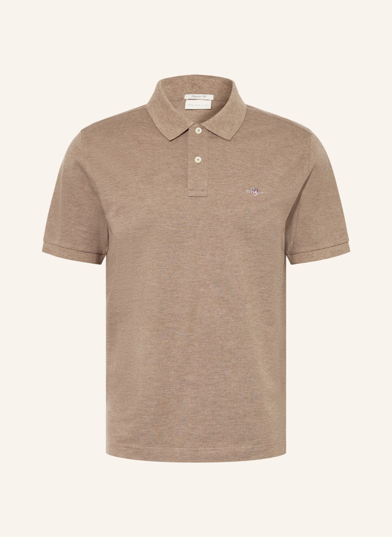 GANT Polokošile z piké Regular Fit: HNĚDÁ