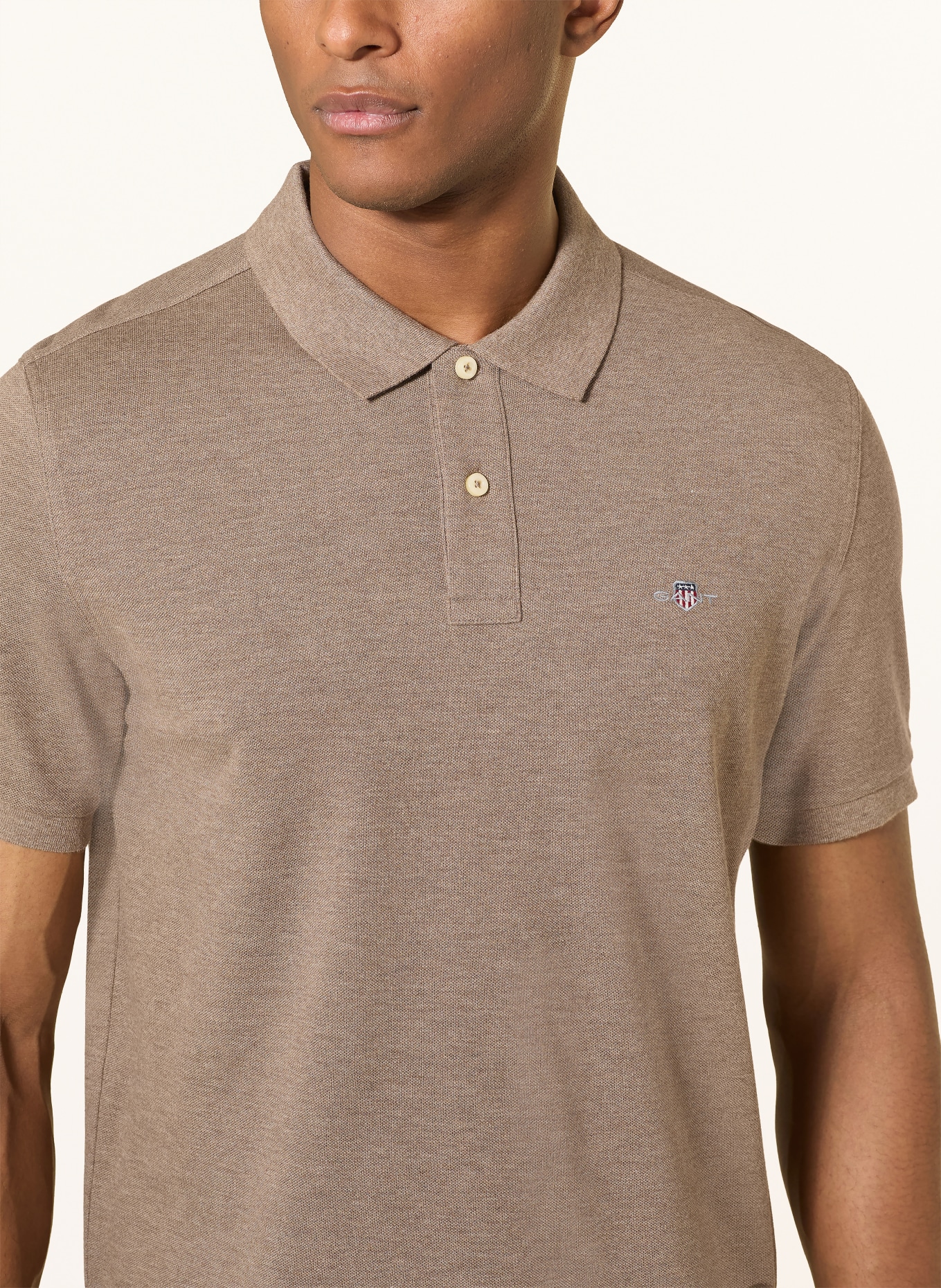 GANT Polokošile z piké Regular Fit: HNĚDÁ