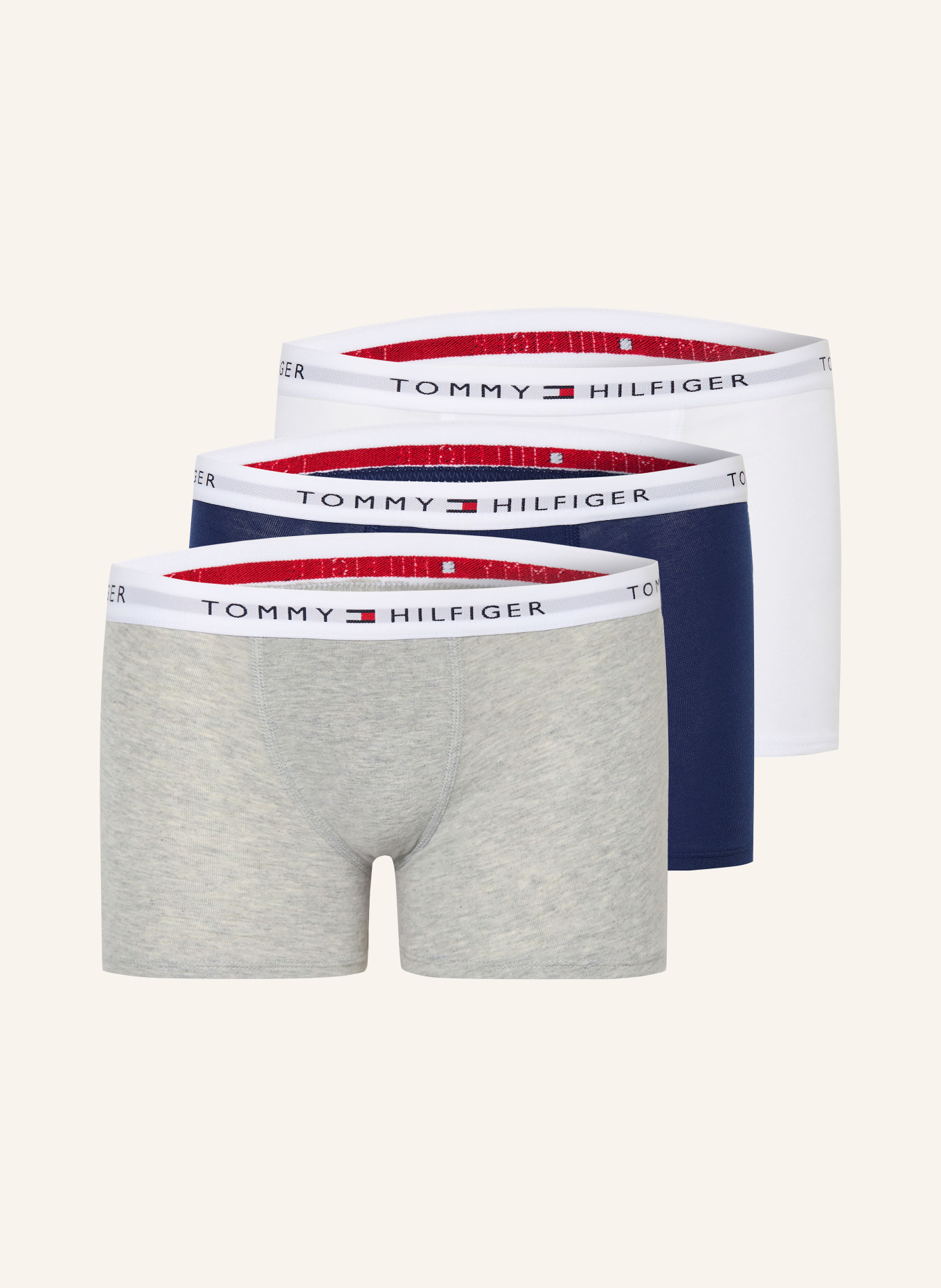 TOMMY HILFIGER 3er-Pack Boxershorts: BLAU / HELLGRAU / WEISS