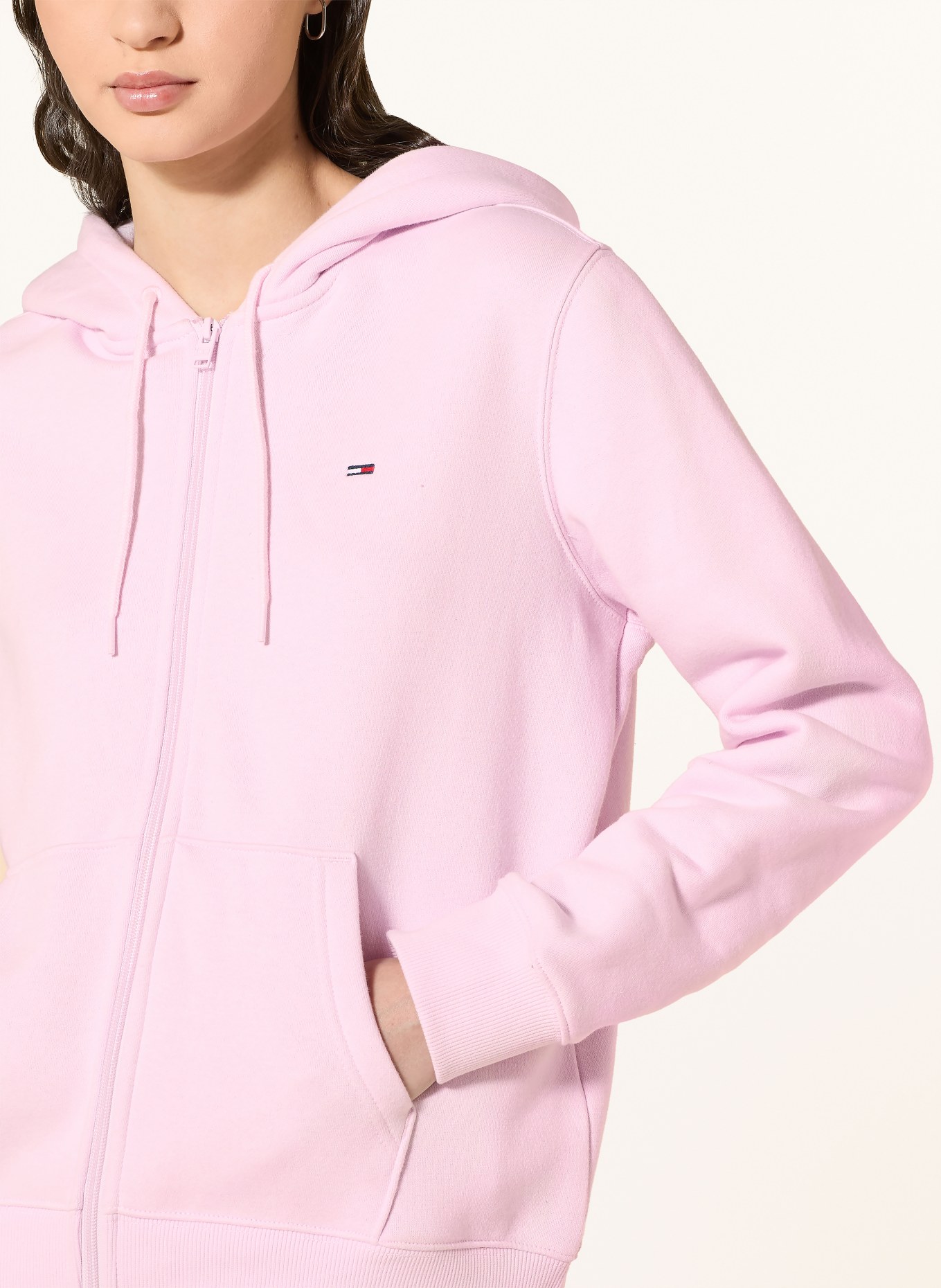 TOMMY JEANS Mikinová bunda: RŮŽOVÁ