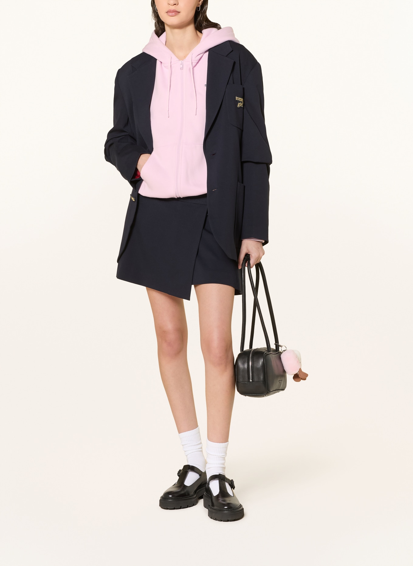 TOMMY JEANS Mikinová bunda: RŮŽOVÁ