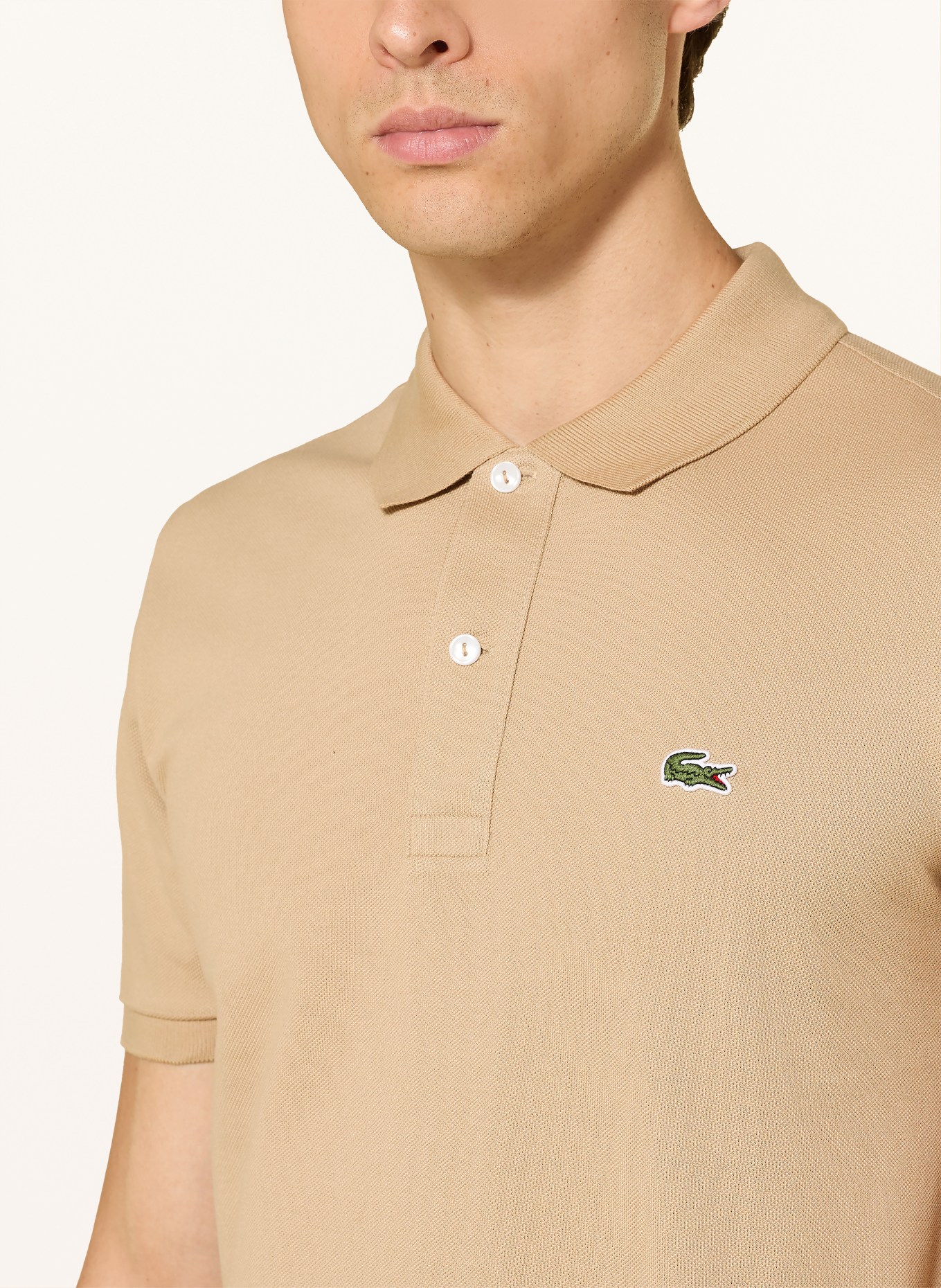 LACOSTE Piqué-Poloshirt Slim Fit: BEIGE