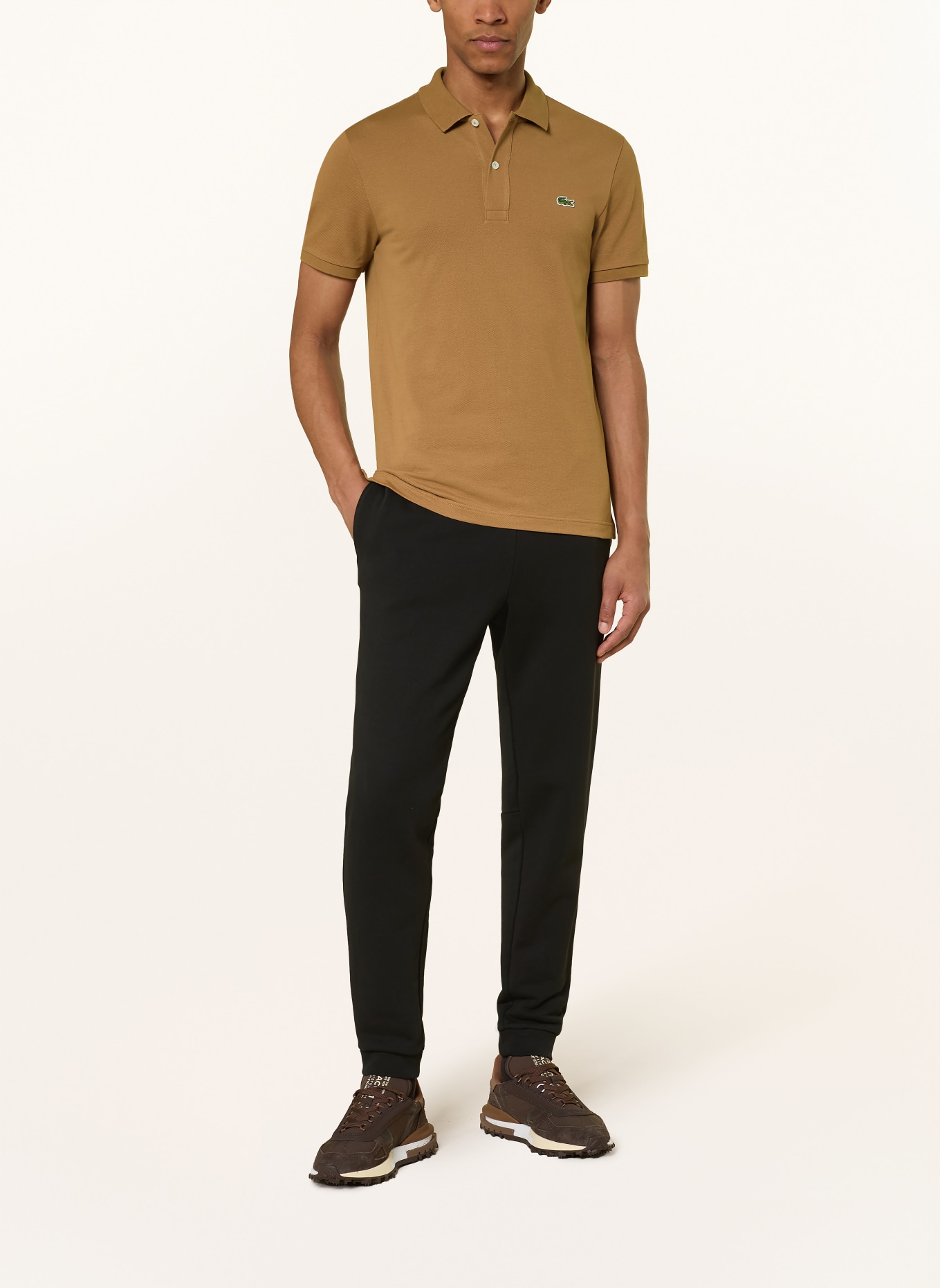 LACOSTE Piqué-Poloshirt Slim Fit: BRAUN