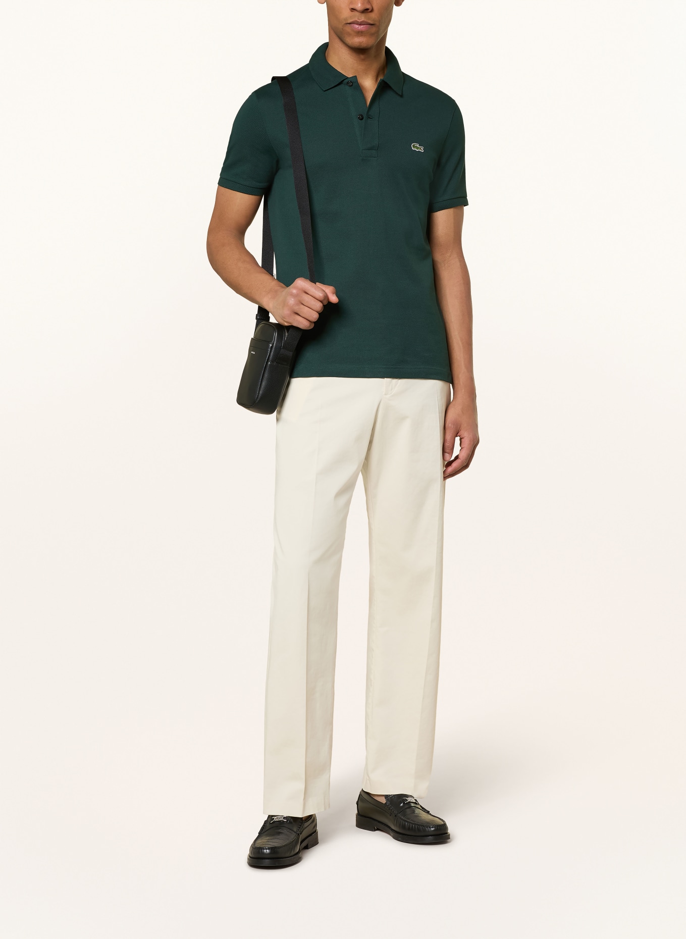 LACOSTE Piqué-Poloshirt Slim Fit: DUNKELGRÜN