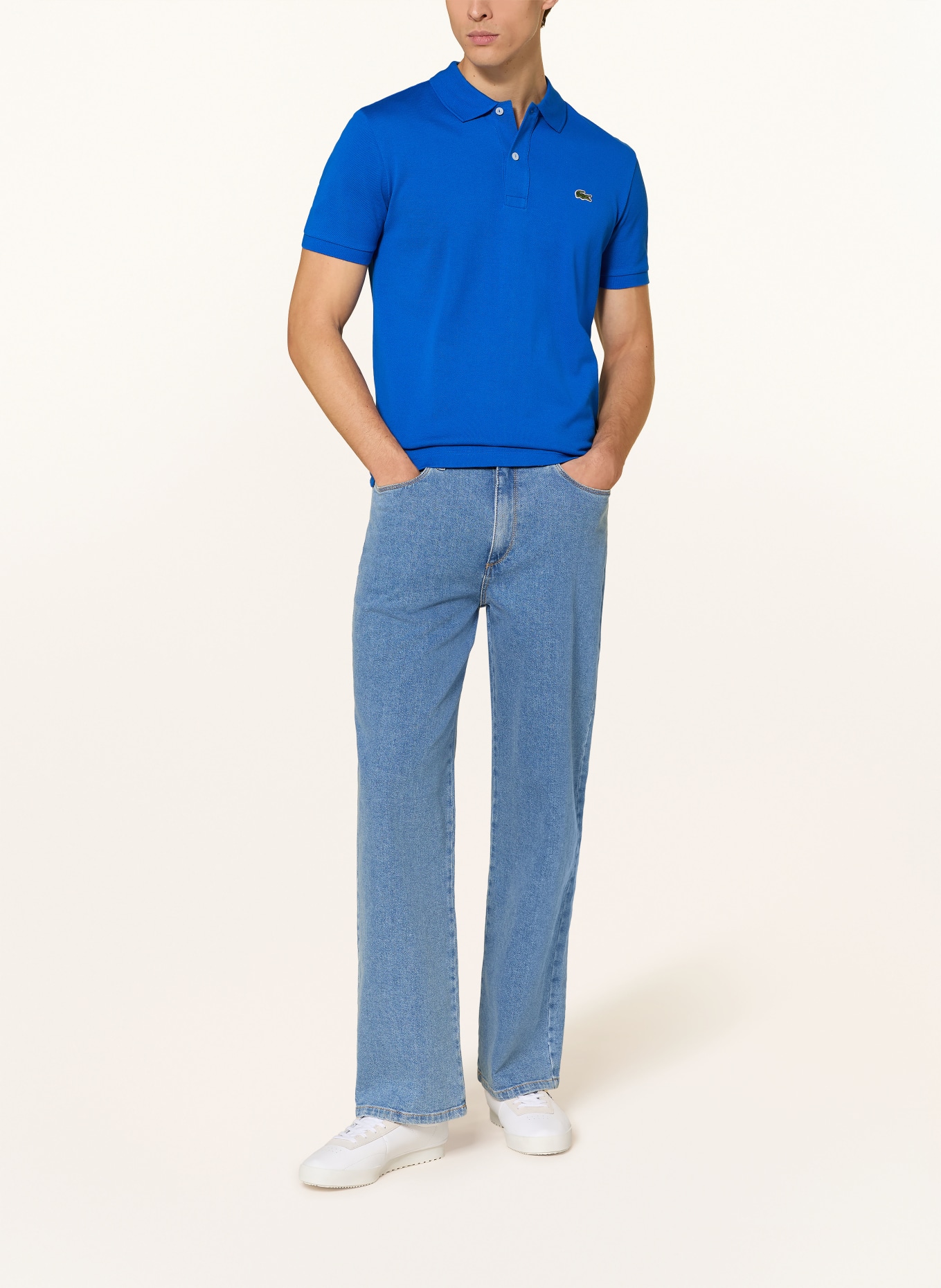 LACOSTE Piqué-Poloshirt Slim Fit: BLAU