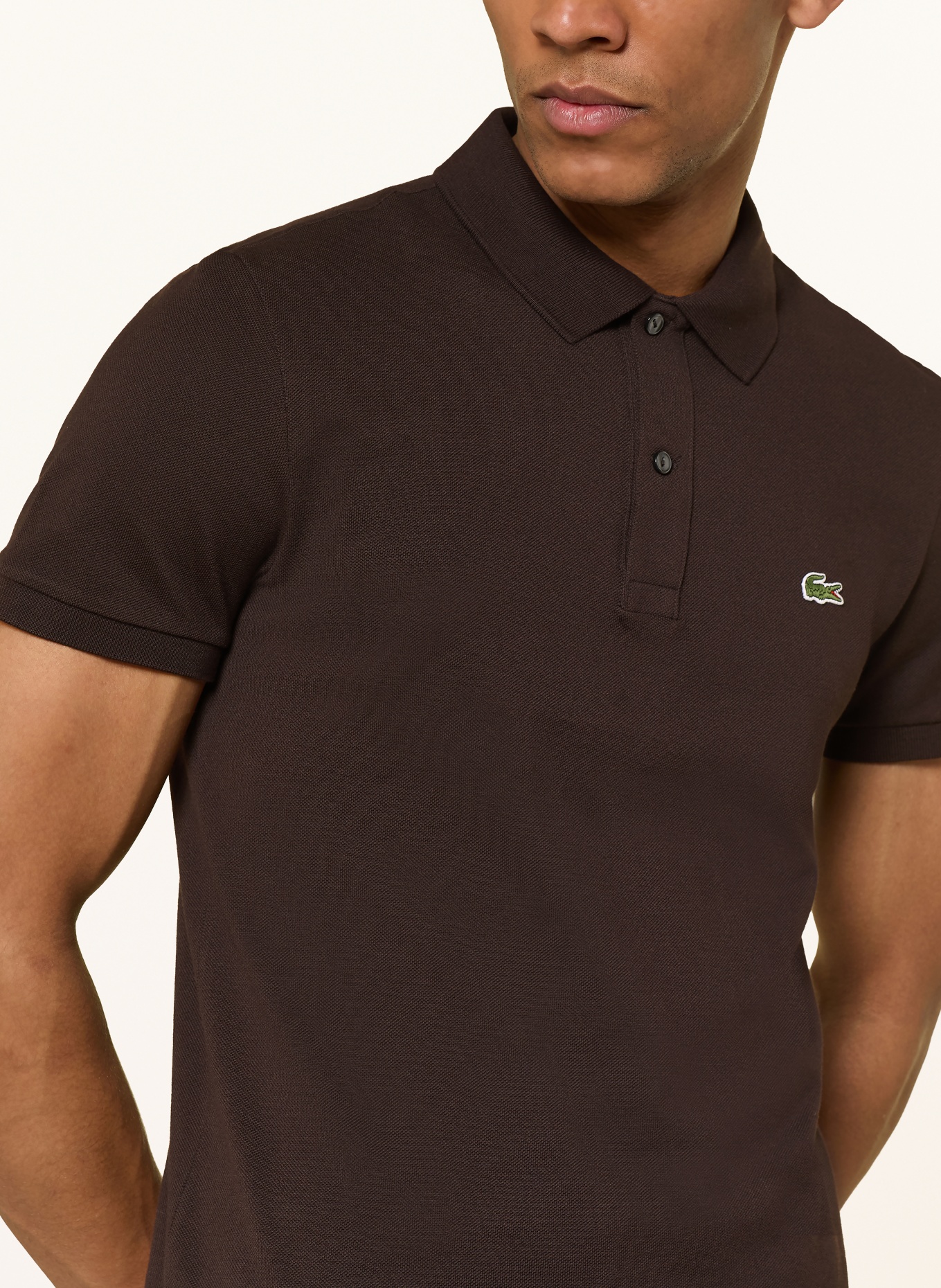 LACOSTE Piqué-Poloshirt Slim Fit: DUNKELBRAUN
