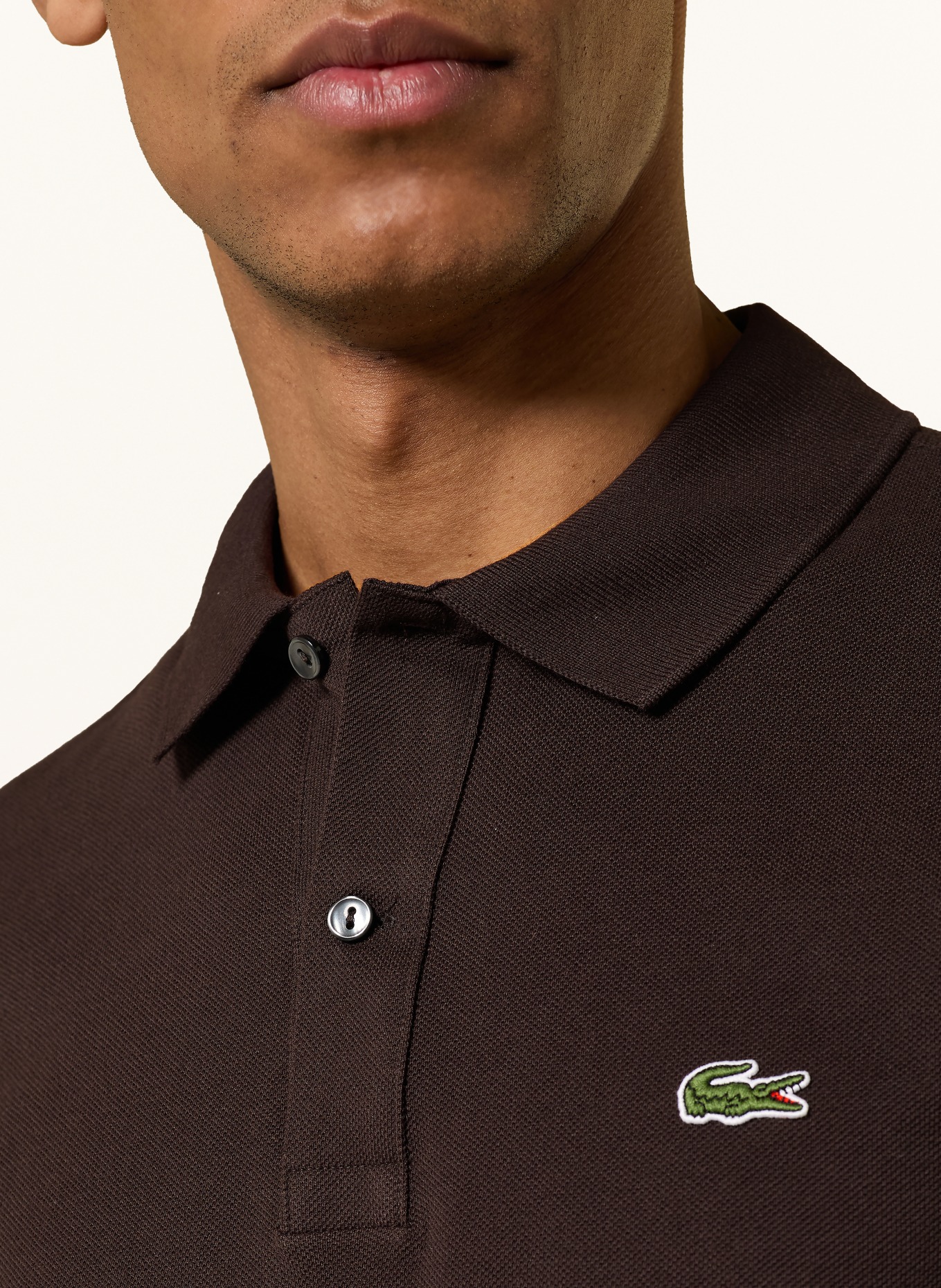 LACOSTE Piqué-Poloshirt Slim Fit: DUNKELBRAUN