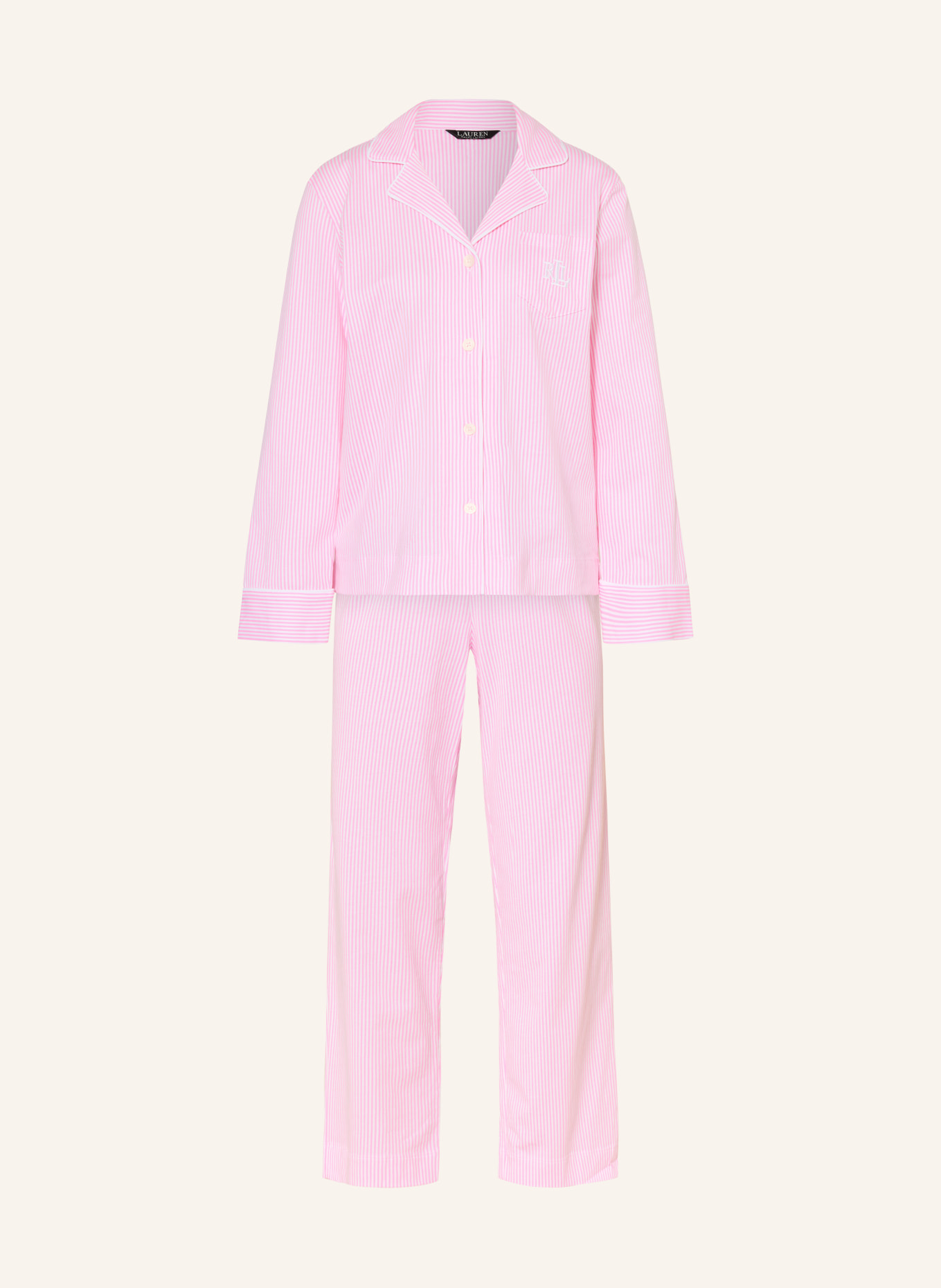 LAUREN RALPH LAUREN Piżama: MOCNORÓŻOWY / BIAŁY