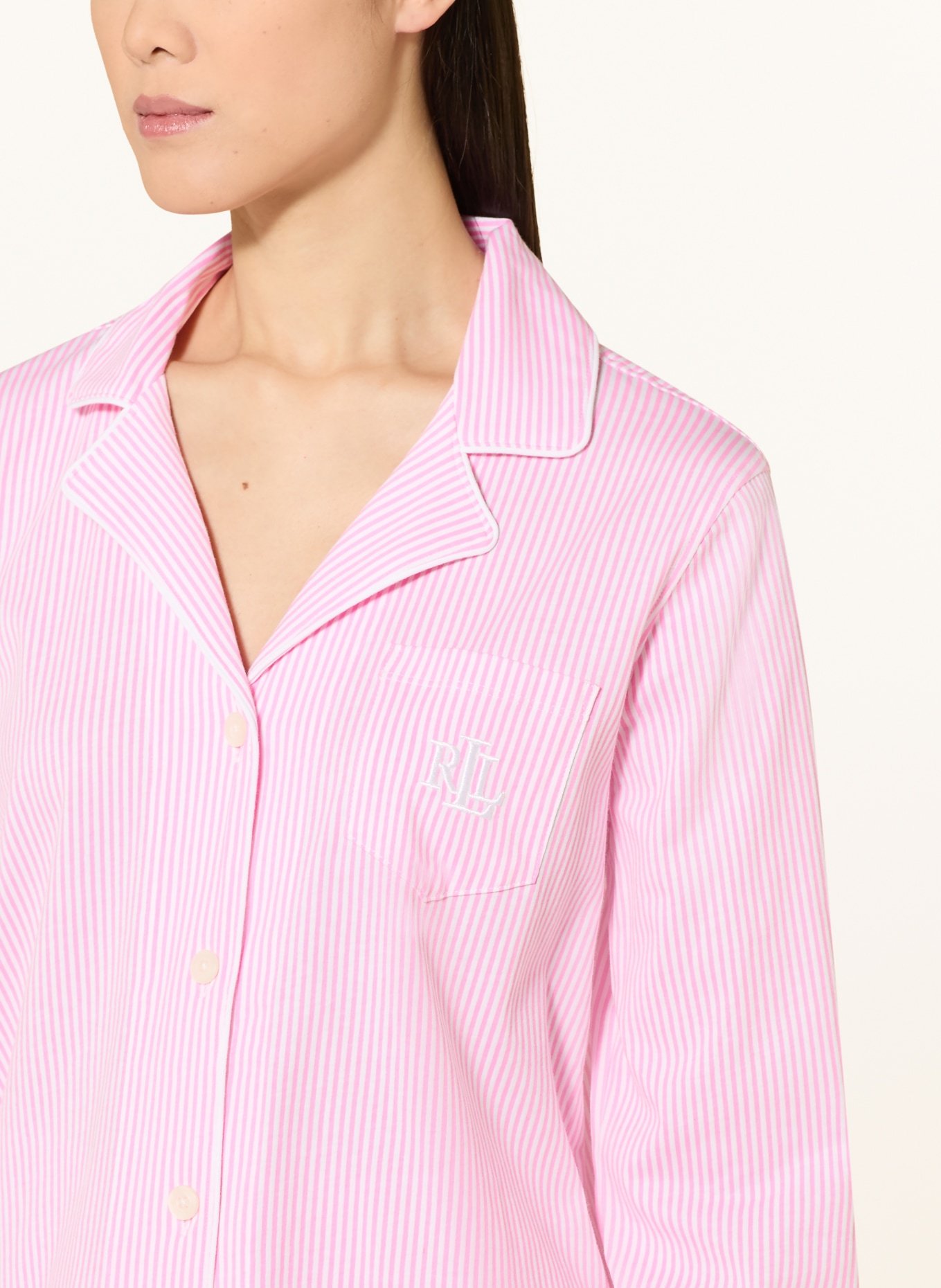 LAUREN RALPH LAUREN Piżama: MOCNORÓŻOWY / BIAŁY