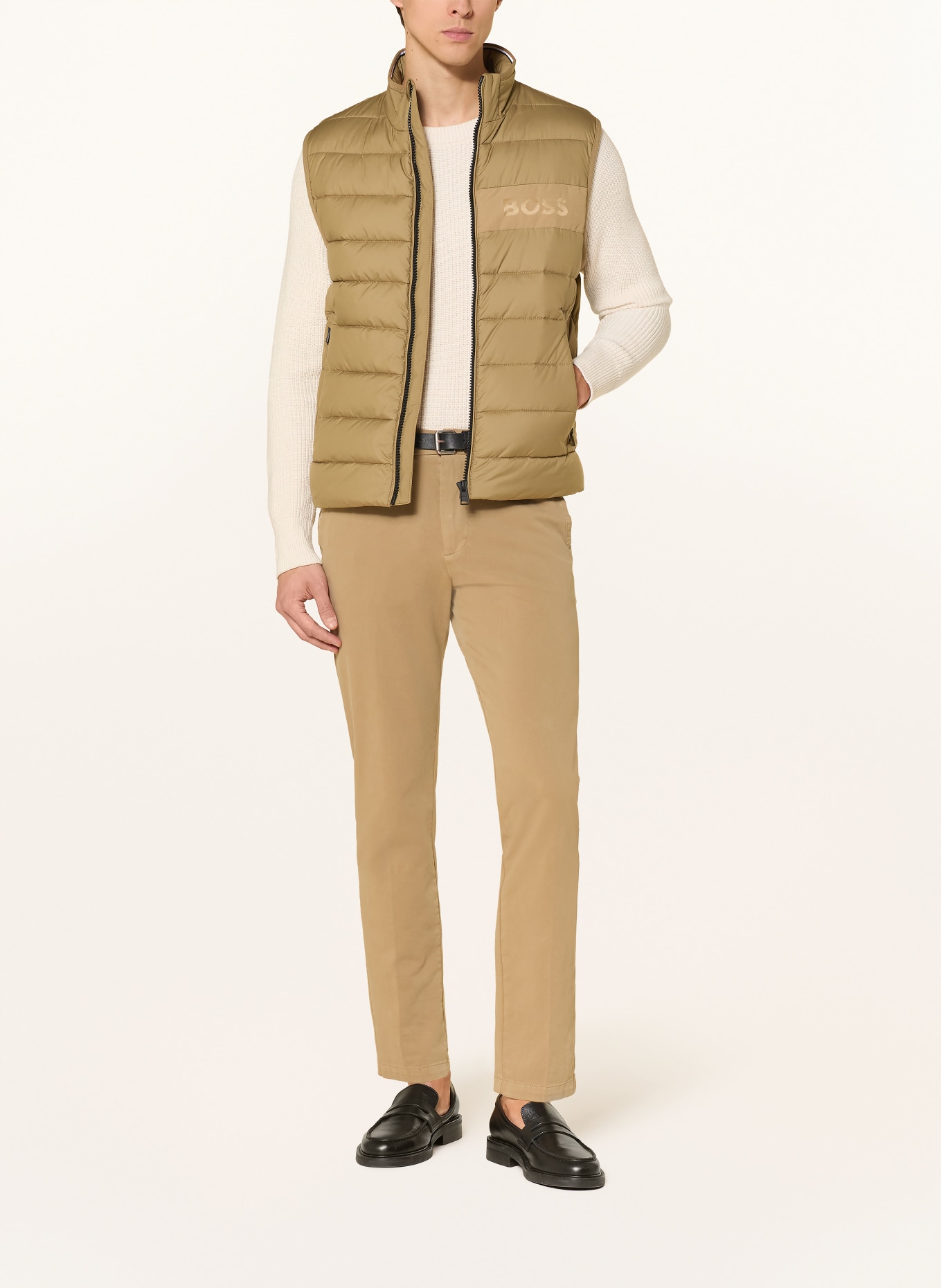 BOSS Prošívaná vesta CENITO: OLIVOVÁ