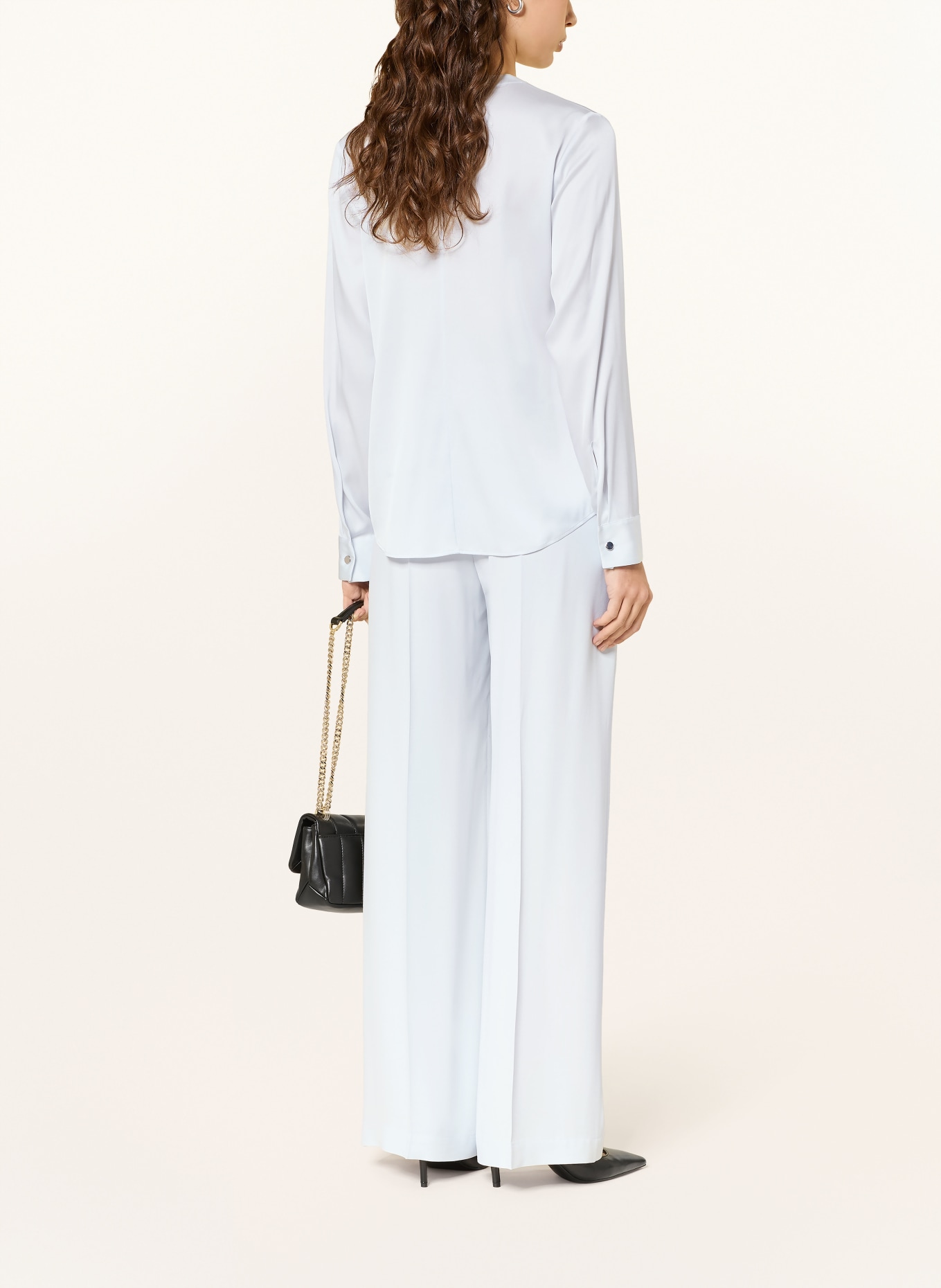 BOSS Hedvábná halenka BANORAH: TMAVĚ MODRÁ