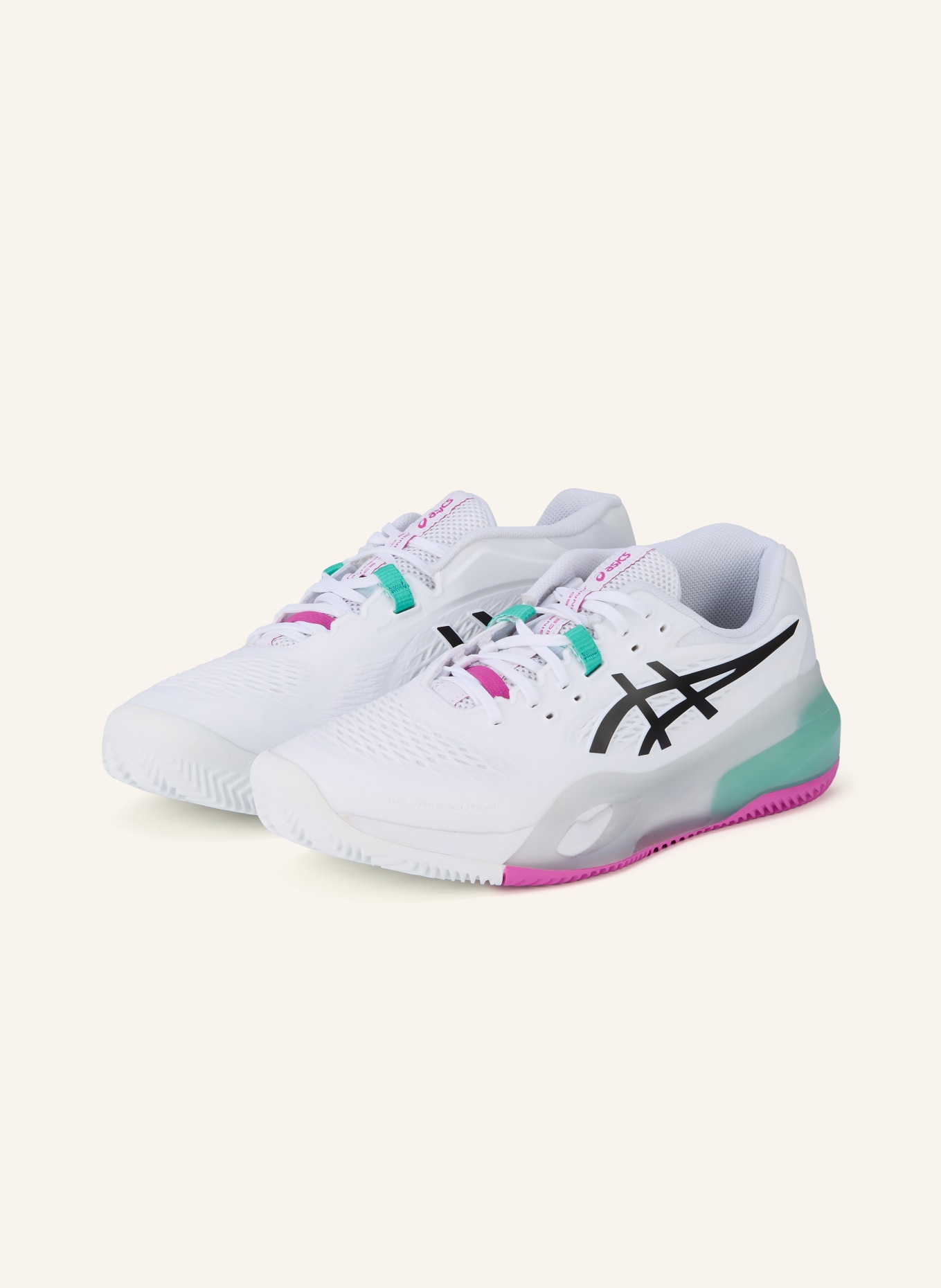 ASICS Chaussures de tennis GEL-RESOLUTION X CLAY: BLANC / LILAS / TURQUOISE