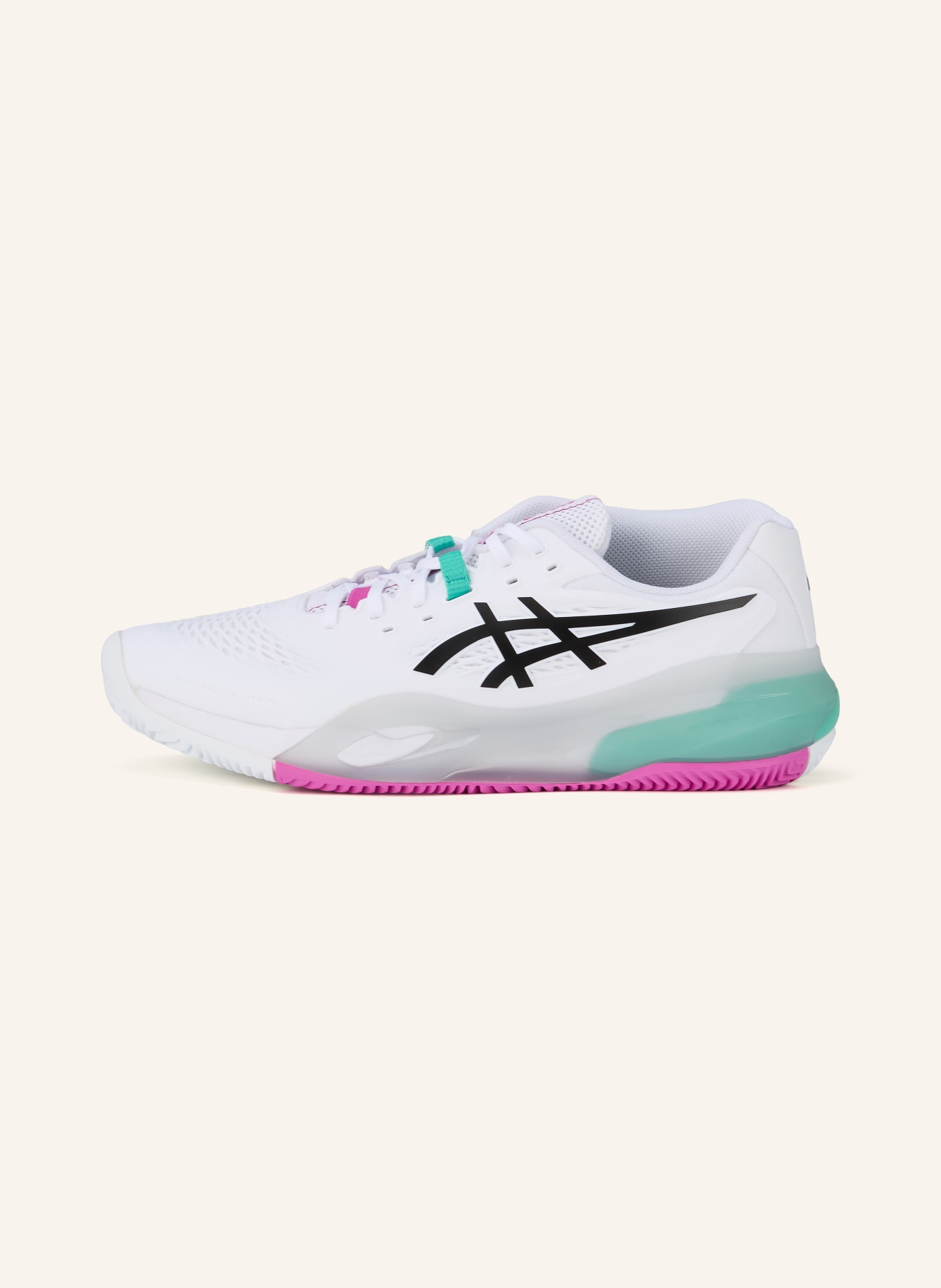 ASICS Chaussures de tennis GEL-RESOLUTION X CLAY: BLANC / LILAS / TURQUOISE