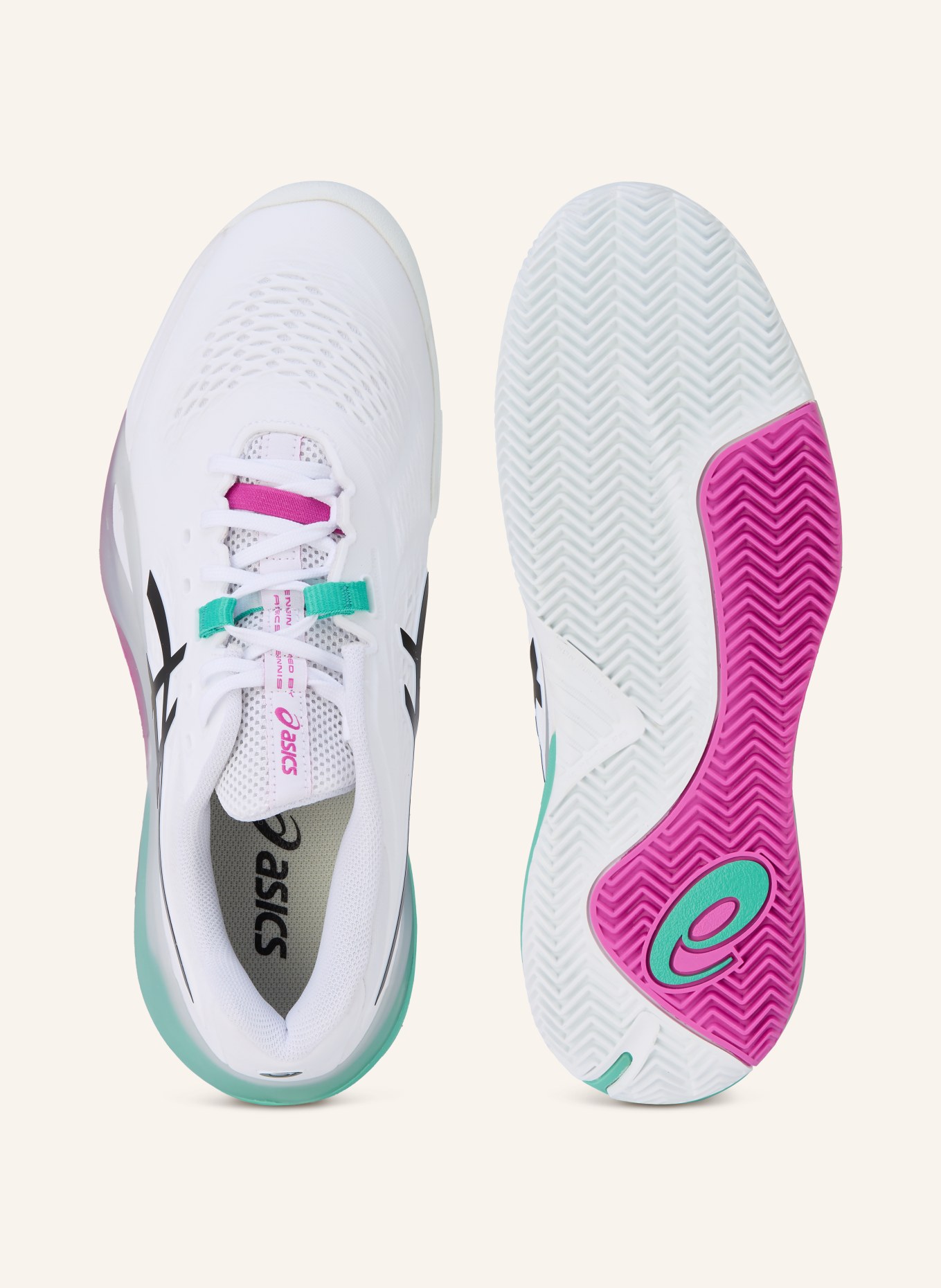 ASICS Chaussures de tennis GEL-RESOLUTION X CLAY: BLANC / LILAS / TURQUOISE