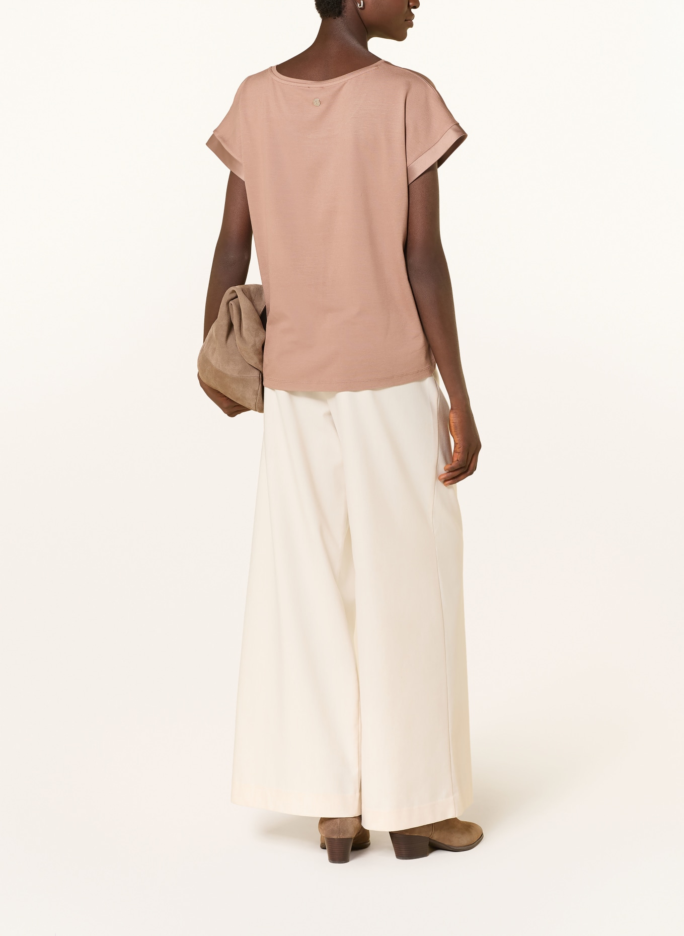 JOOP! TAILA shirt blouse in mixed materials: LIGHT BROWN