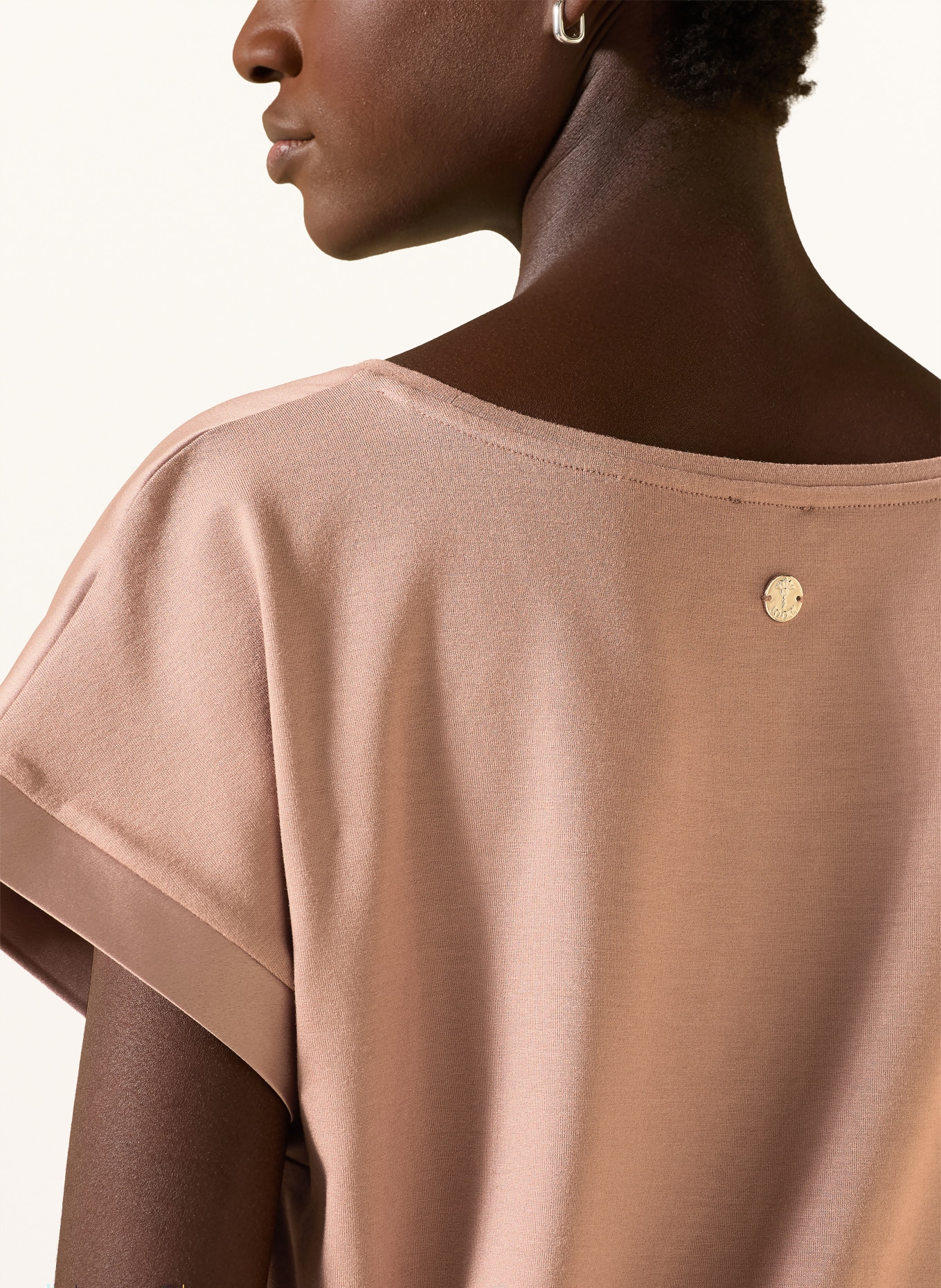 JOOP! TAILA shirt blouse in mixed materials: LIGHT BROWN