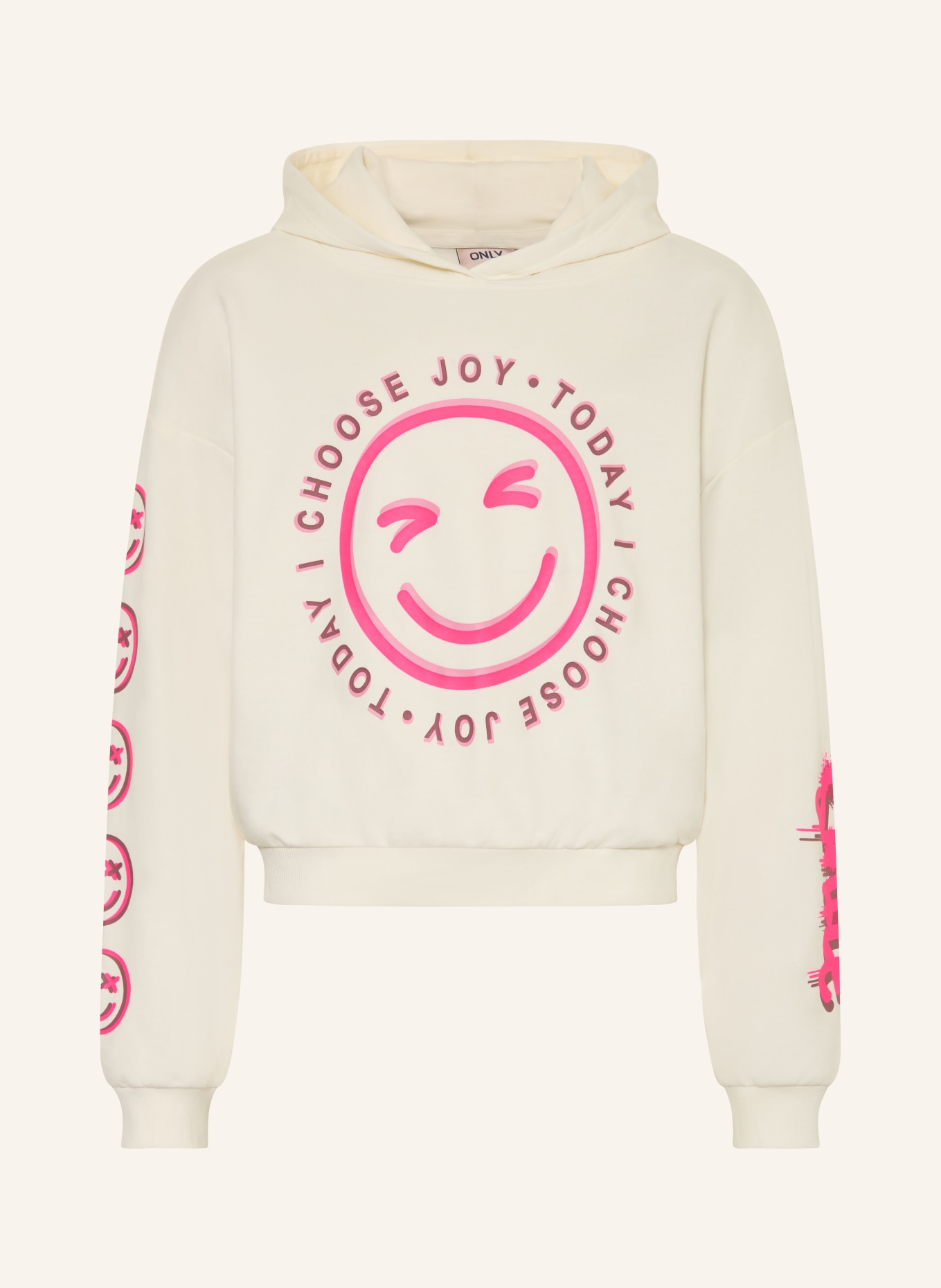 ONLY Bluza z kapturem: KREMOWY / MOCNORÓŻOWY