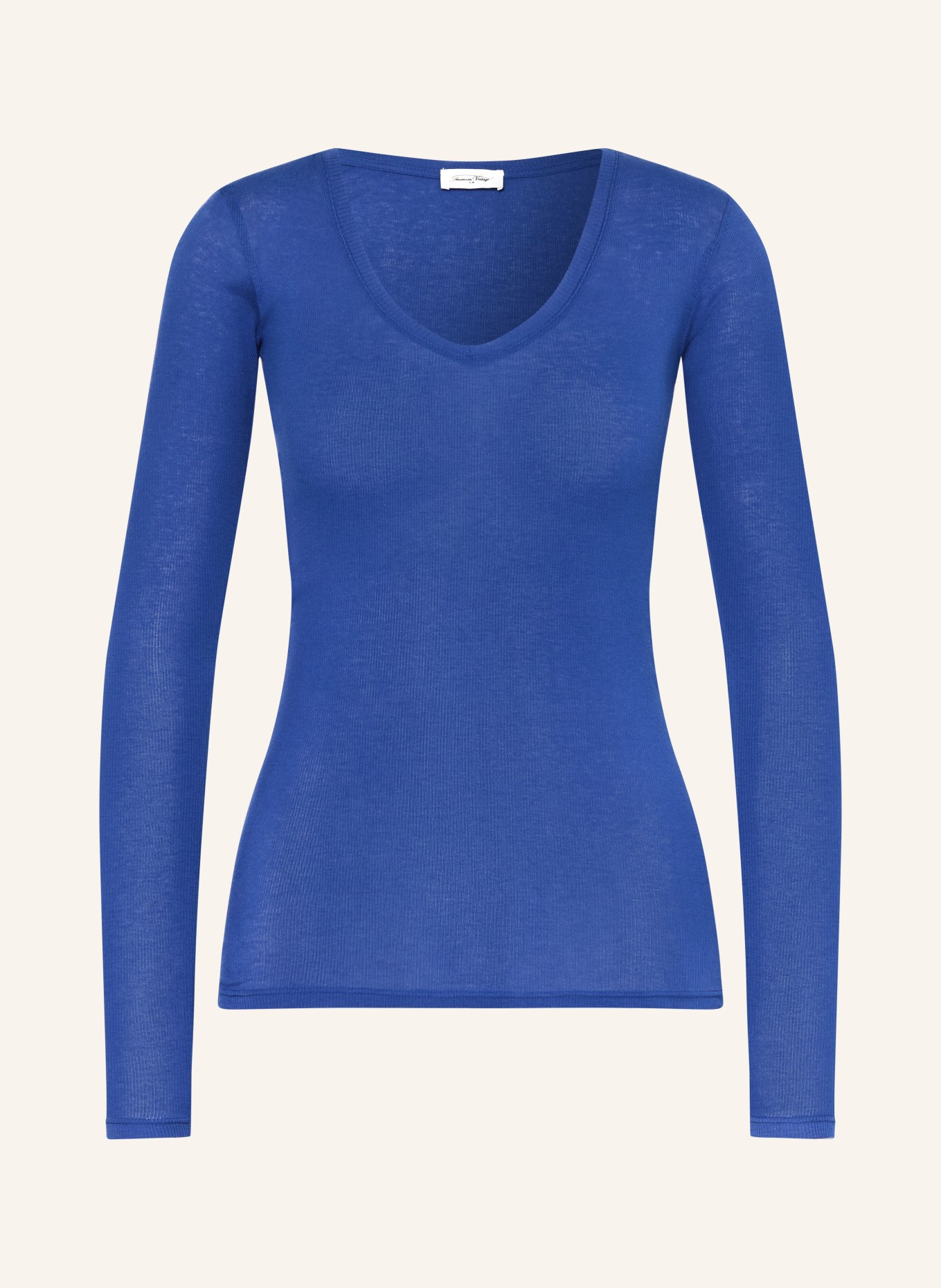 American Vintage Tričko s dlouhým rukávem MASACHUSETTS: MODRÁ