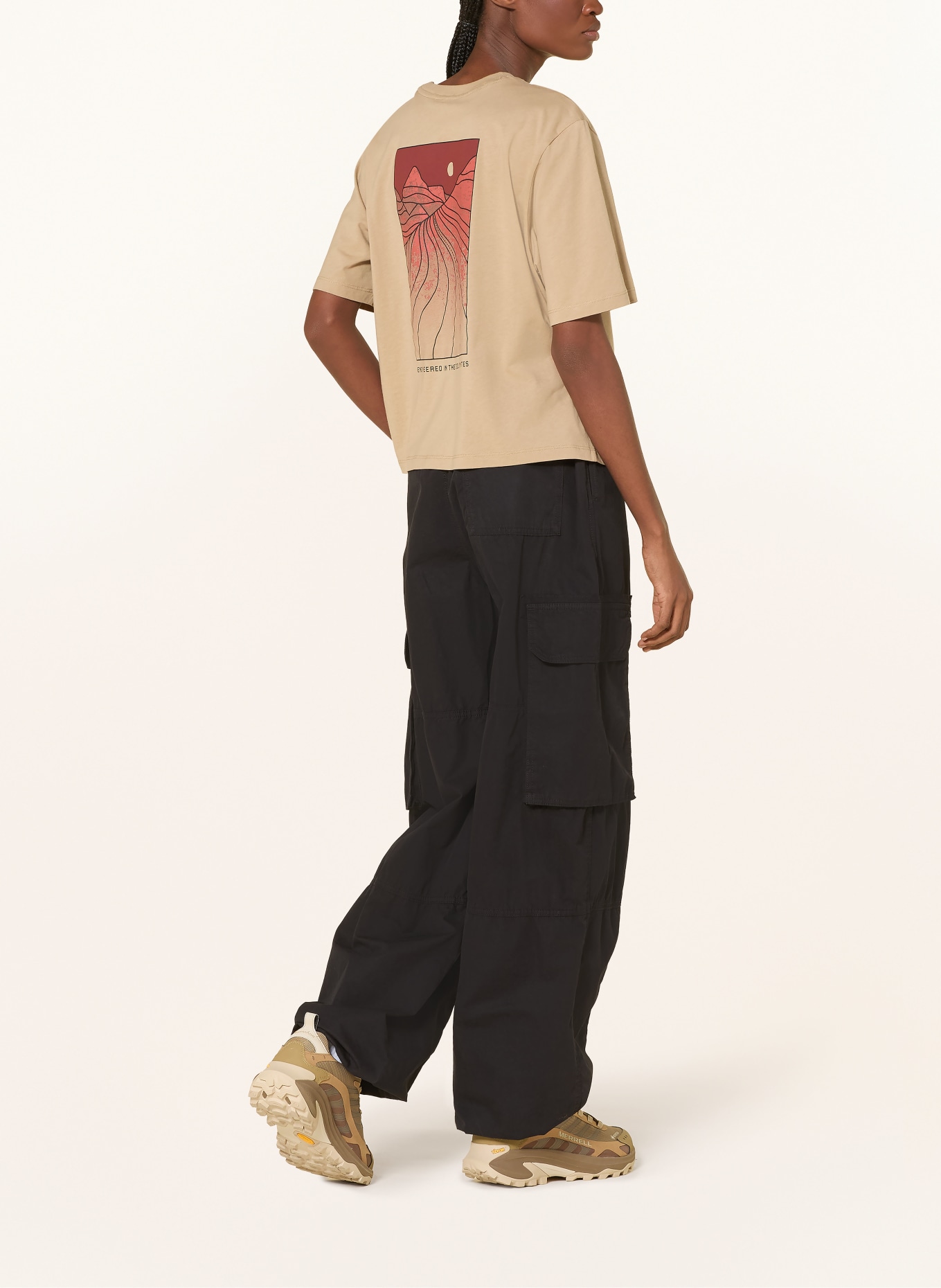 SALEWA Tričko EAGLE SUNSET: BÉŽOVÁ / HNĚDÁ / TMAVĚ ČERVENÁ