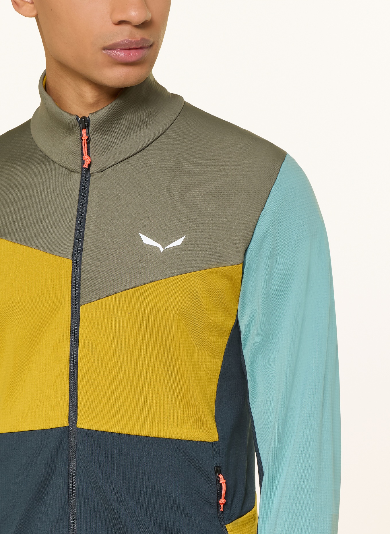 SALEWA Midlayer-Jacke PUEZ CAMMINO: PETROL / DUNKELGELB / TÜRKIS