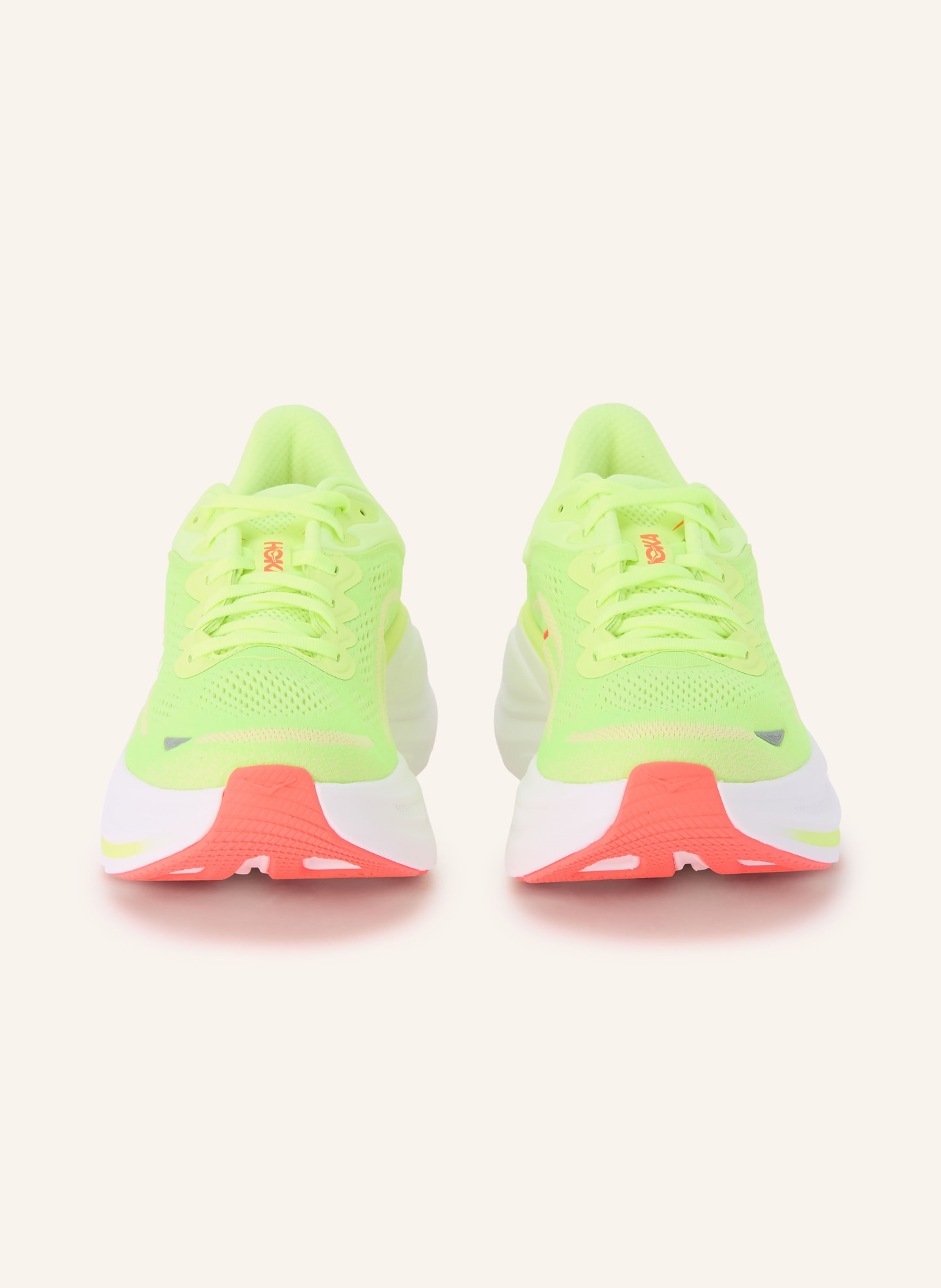 HOKA BONDI 9 running shoes: NEON GREEN / NEON RED / WHITE