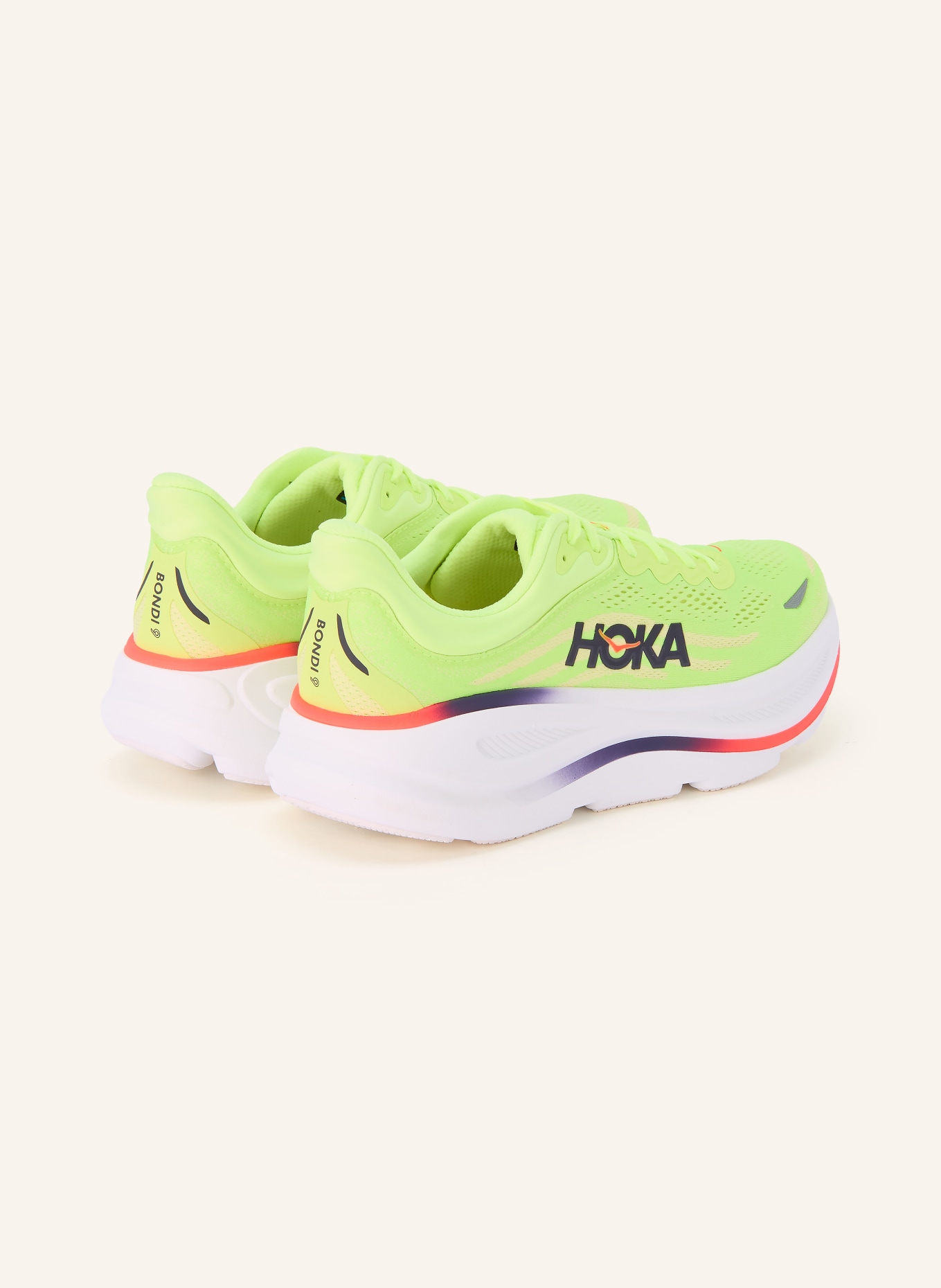 HOKA Laufschuhe BONDI 9: NEONGRÜN / NEONROT / SCHWARZ