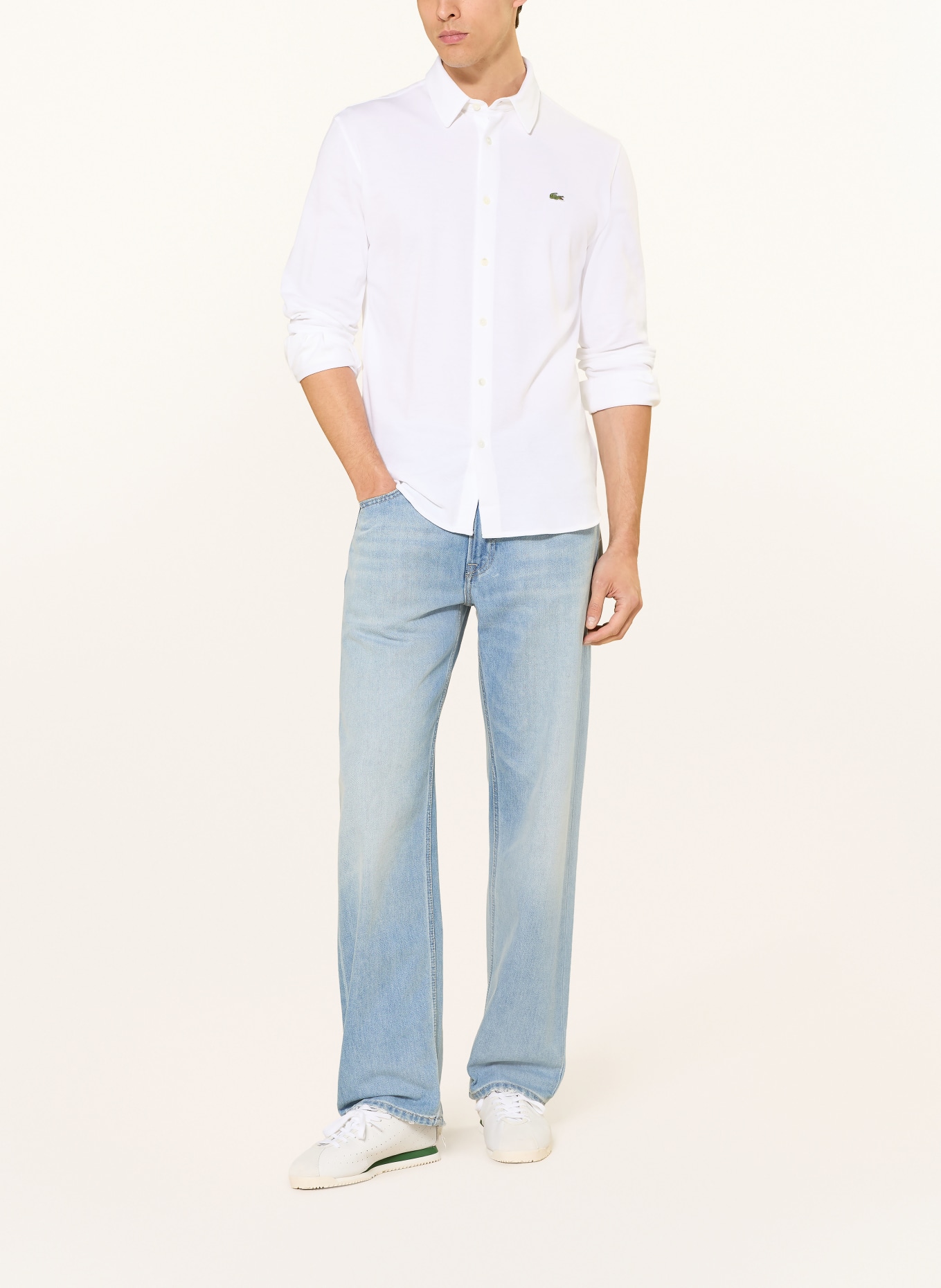 LACOSTE Slim fit piqué shirt: WHITE